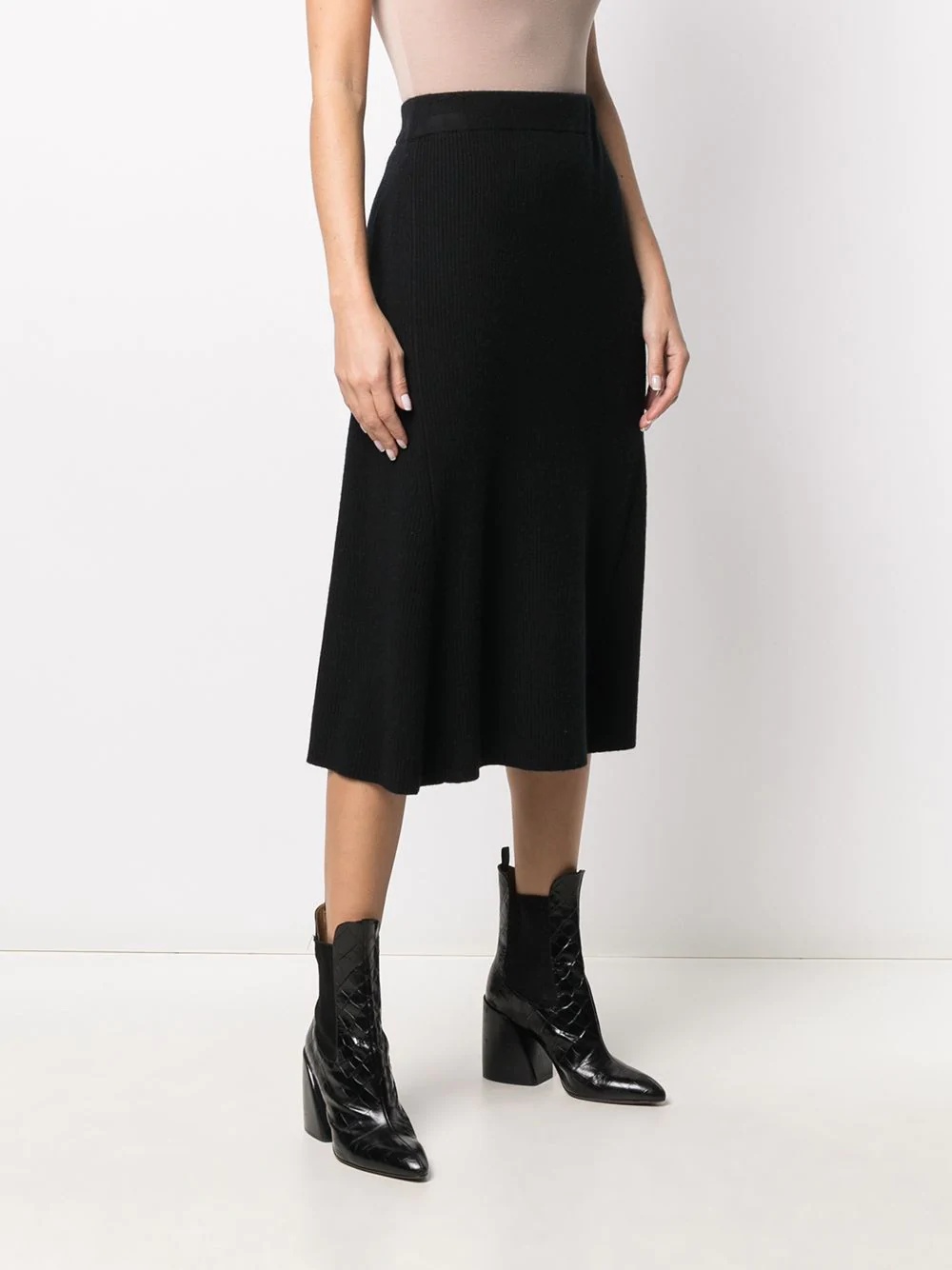 ribbed-knit midi skirt - 3