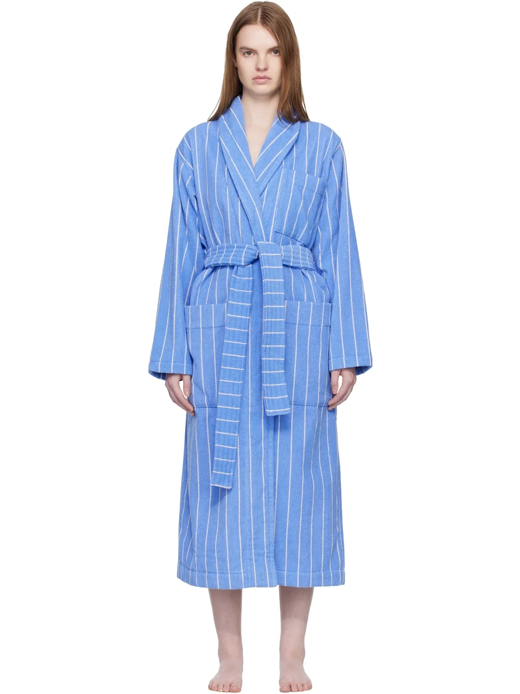 Blue & White Terry Classic Bathrobe - 1