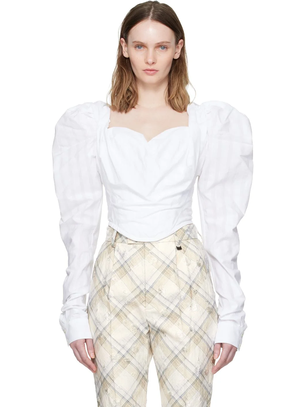 White LS Sunday Corset Blouse - 1