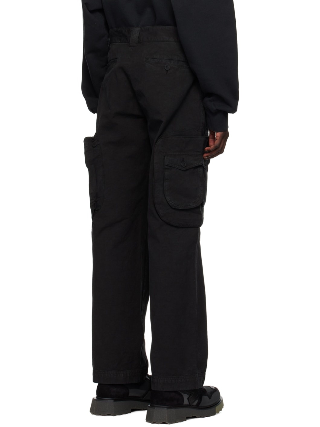 Black Button Cargo Pants - 3