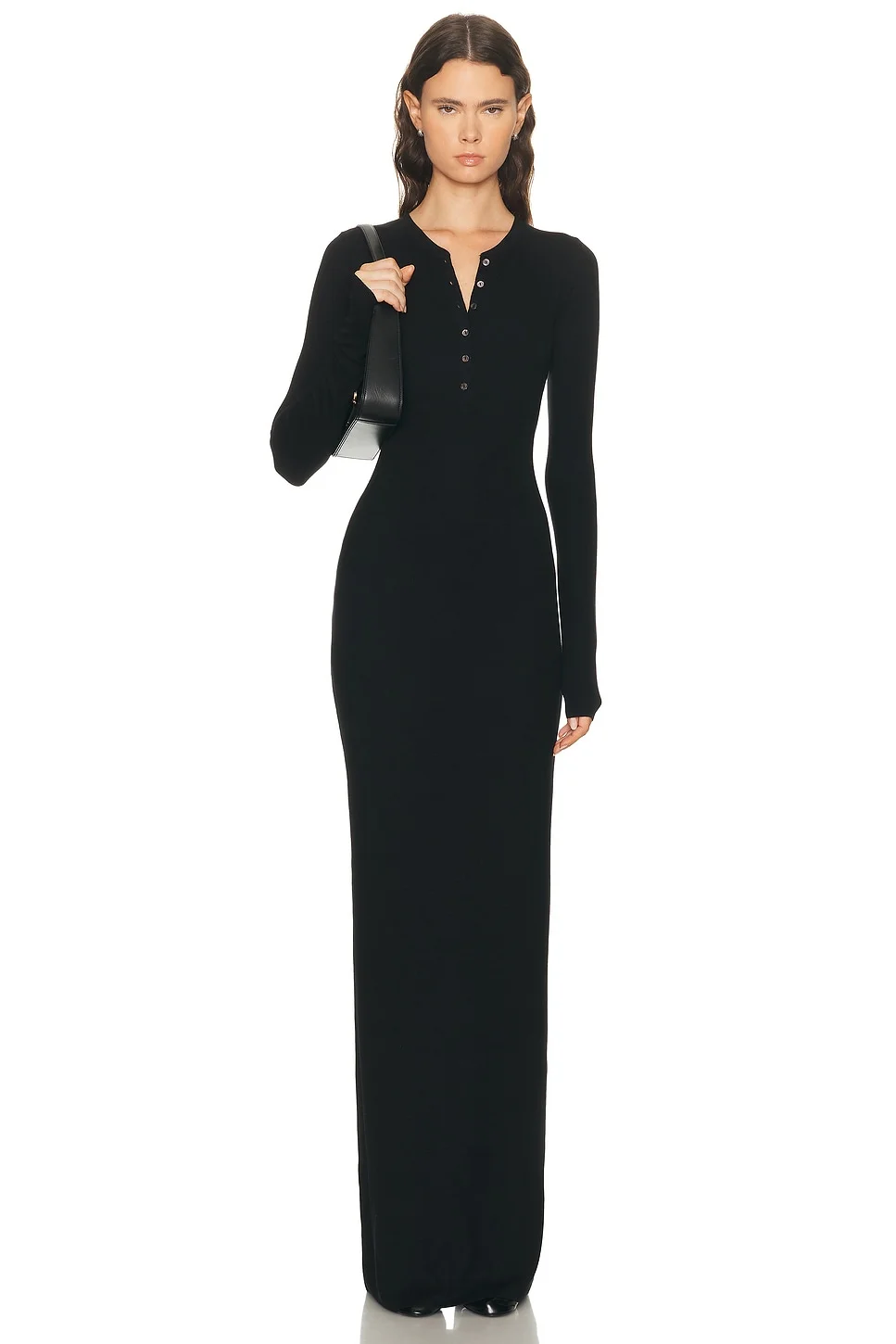 Long Sleeve Henley Maxi Dress - 1