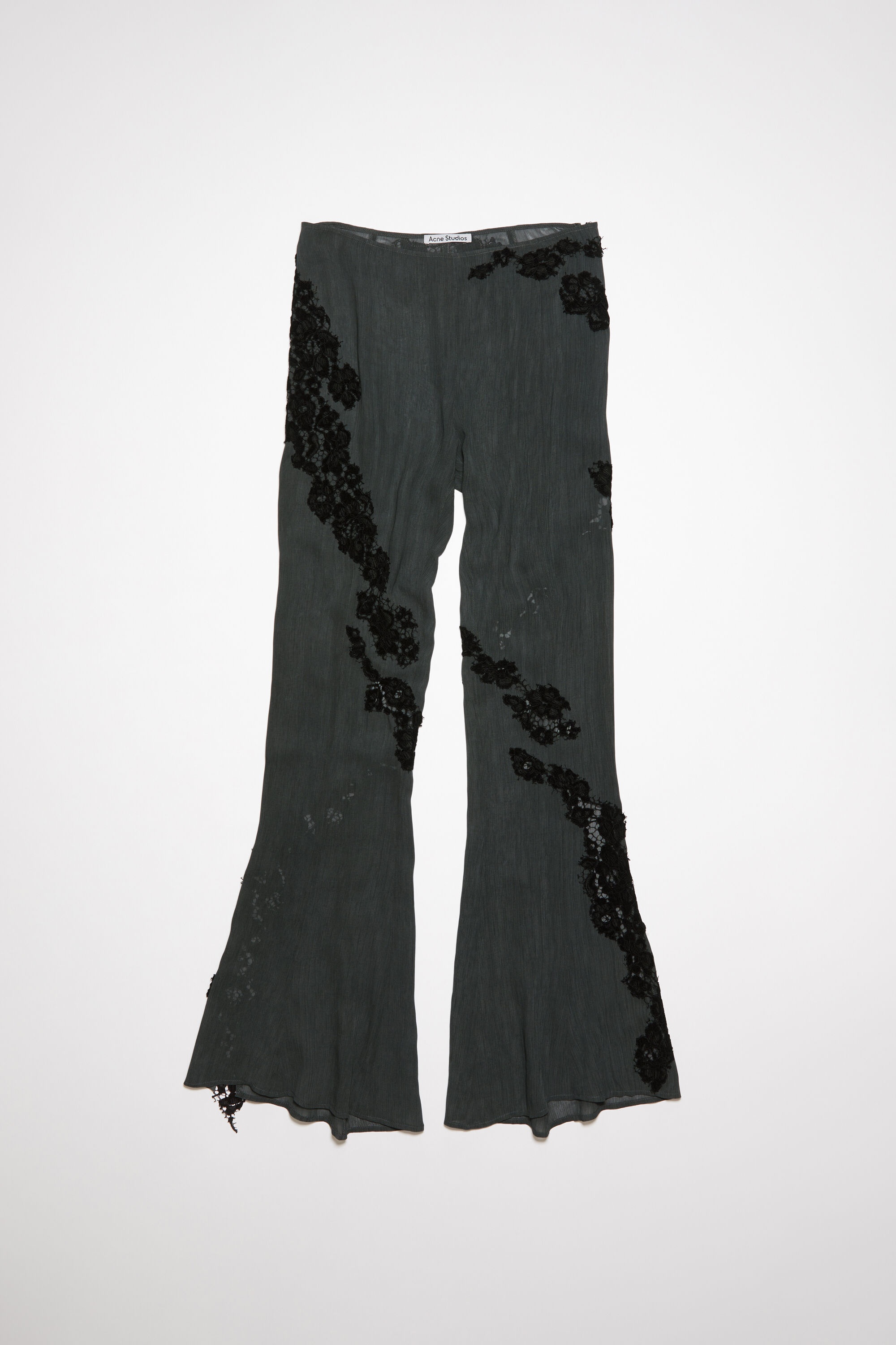 Flared lace trousers - Dusty grey - 1