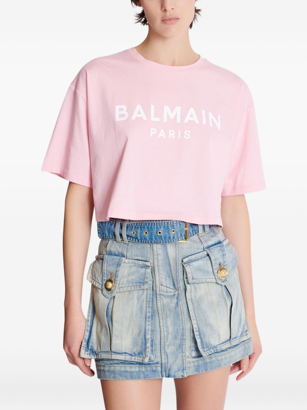 cropped logo-print T-shirt - 5