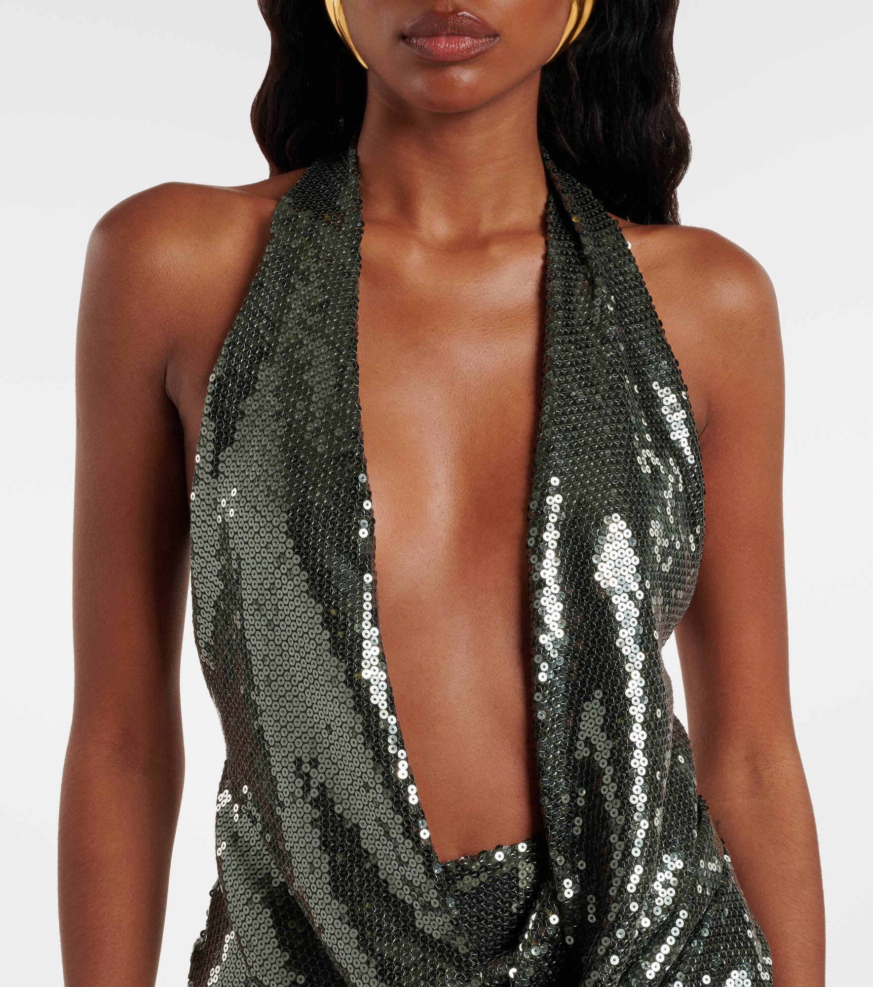 Draped halterneck sequined minidress - 4