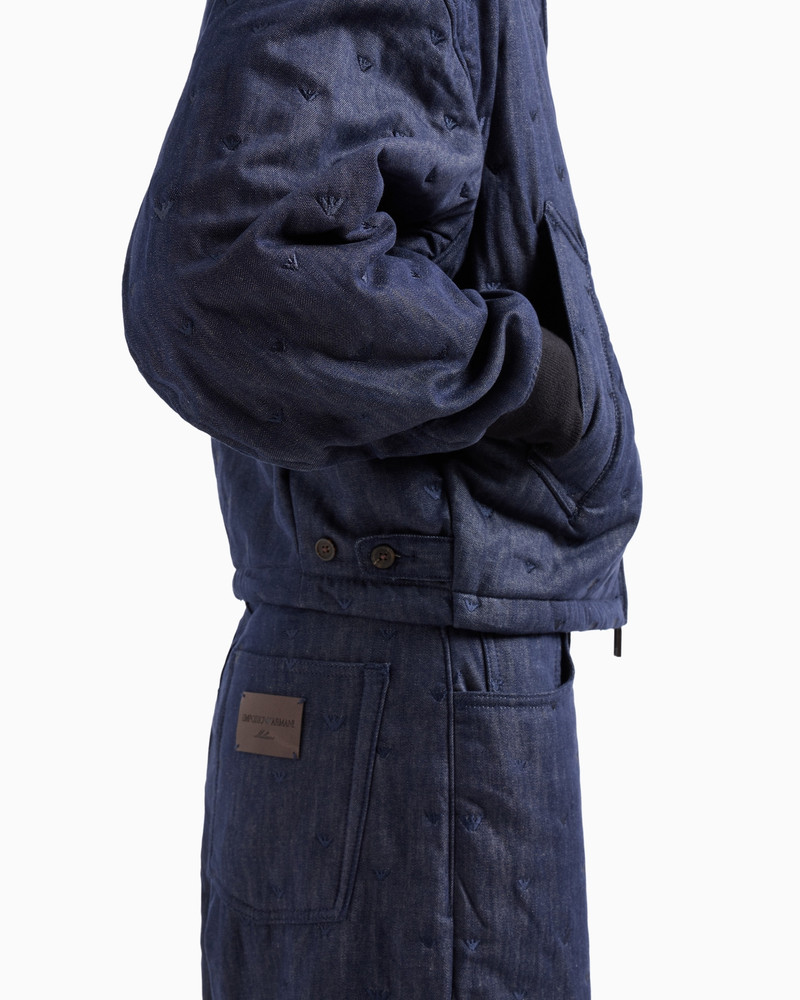 Denim jacket with all-over micro-eagle embroidery 6