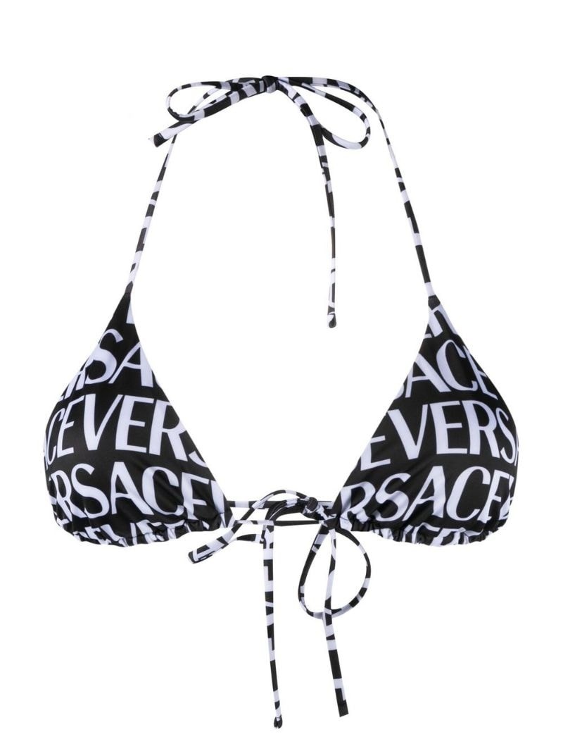 logo-print triangle bikini top - 1