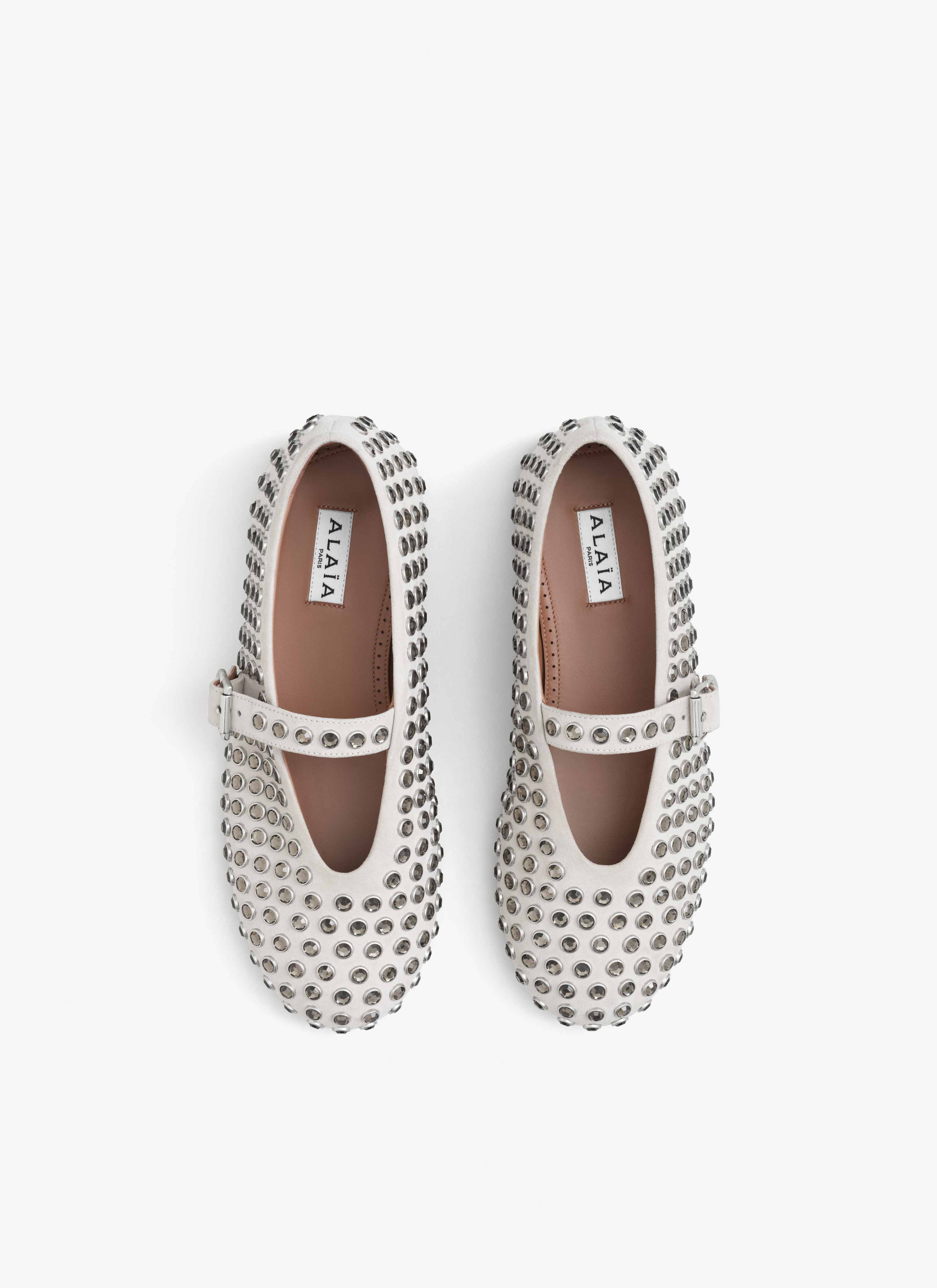 STRASS SUEDE BALLET FLATS - 3