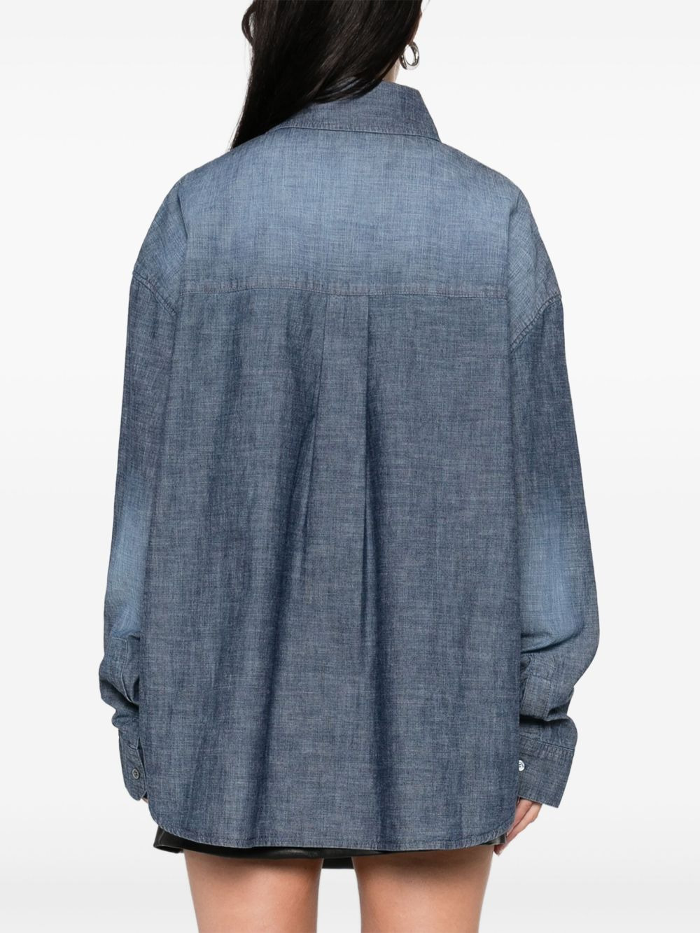 Anagram-embroidered denim shirt - 4