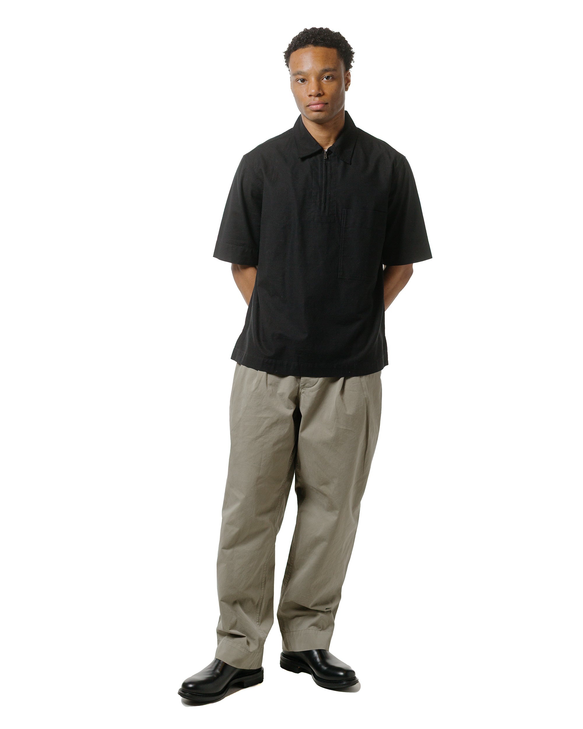 MARGARET HOWELL MHL Half Zip Pull On Shirt Textured Cotton
