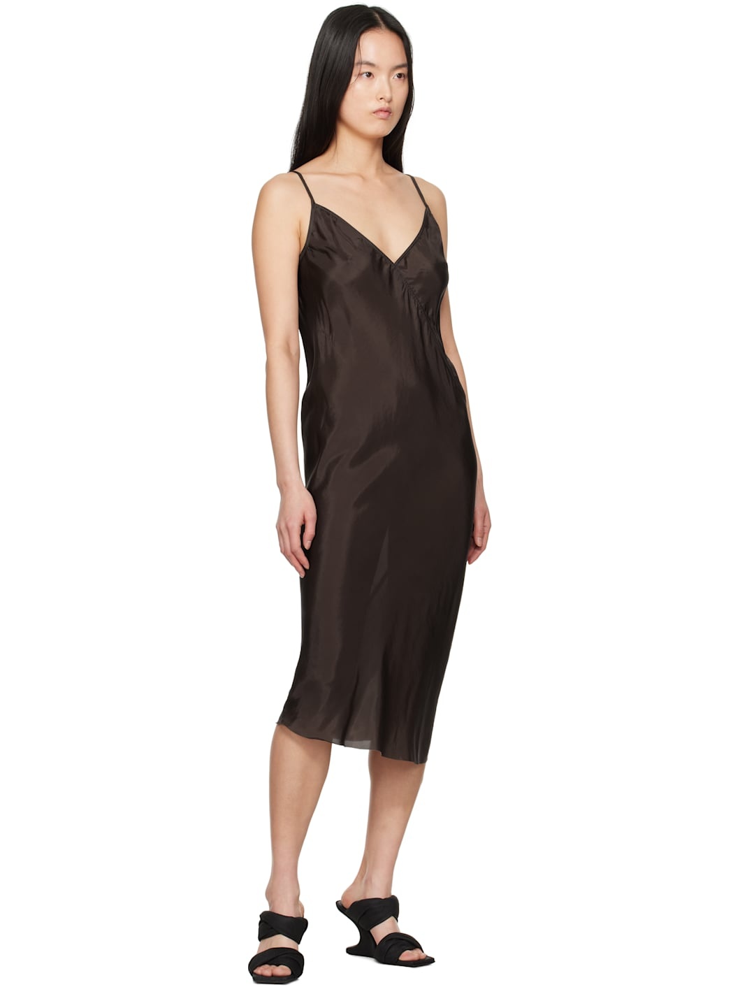Brown Hollywood Slip Midi Dress - 4