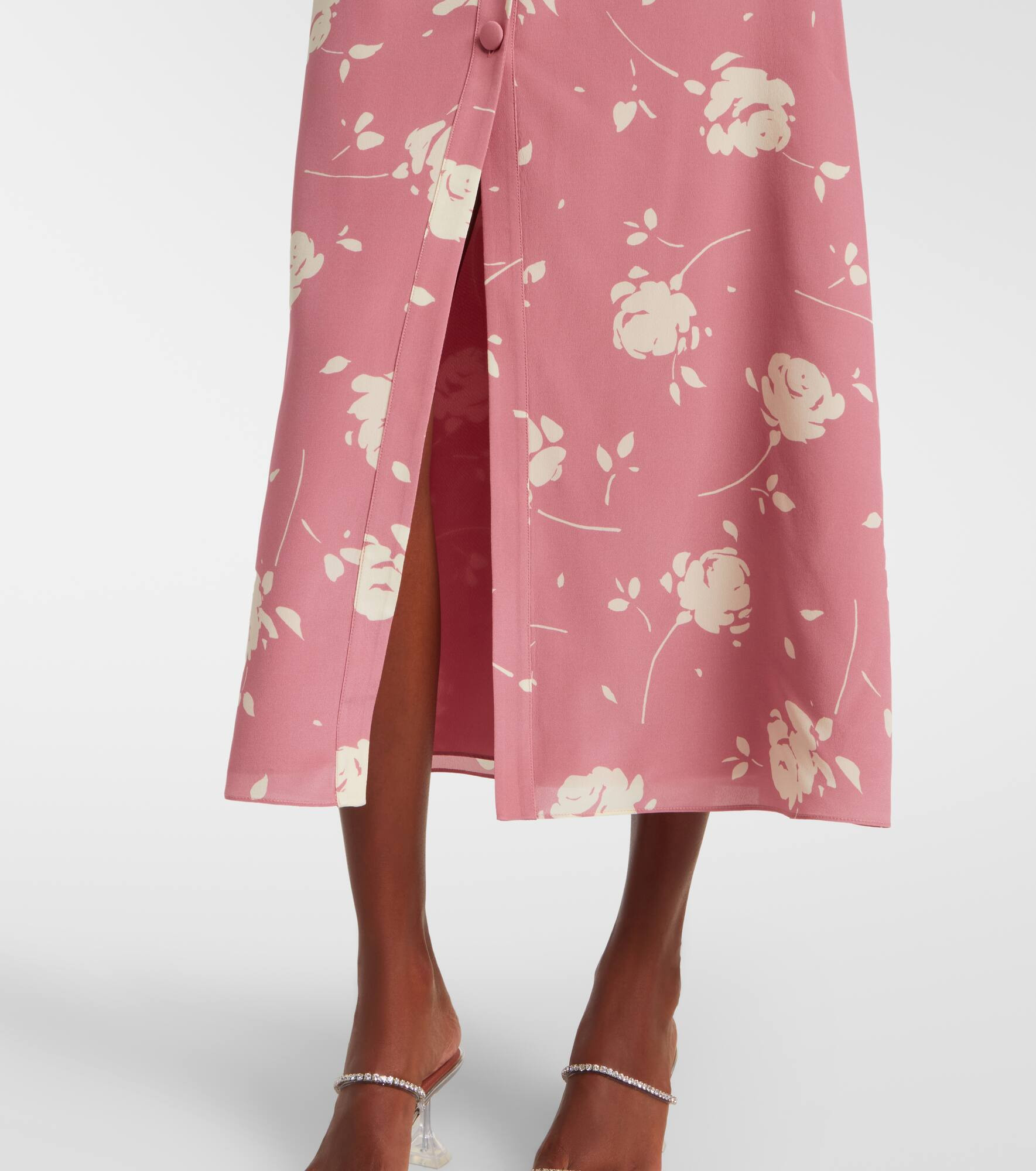 Floral ruffled silk midi dress - 6