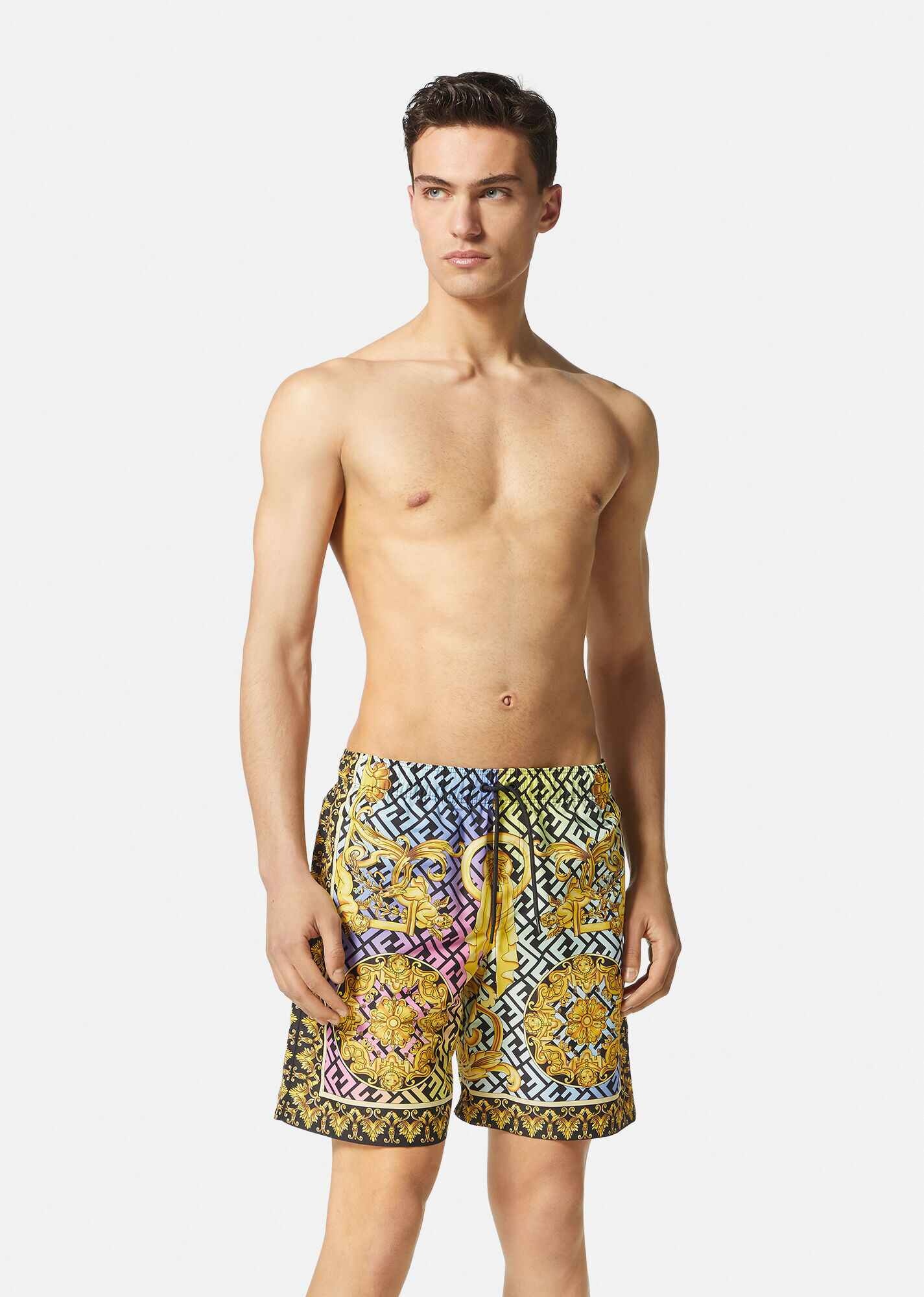 Fendace Gold Baroque Mid-Length Swim Shorts - 2