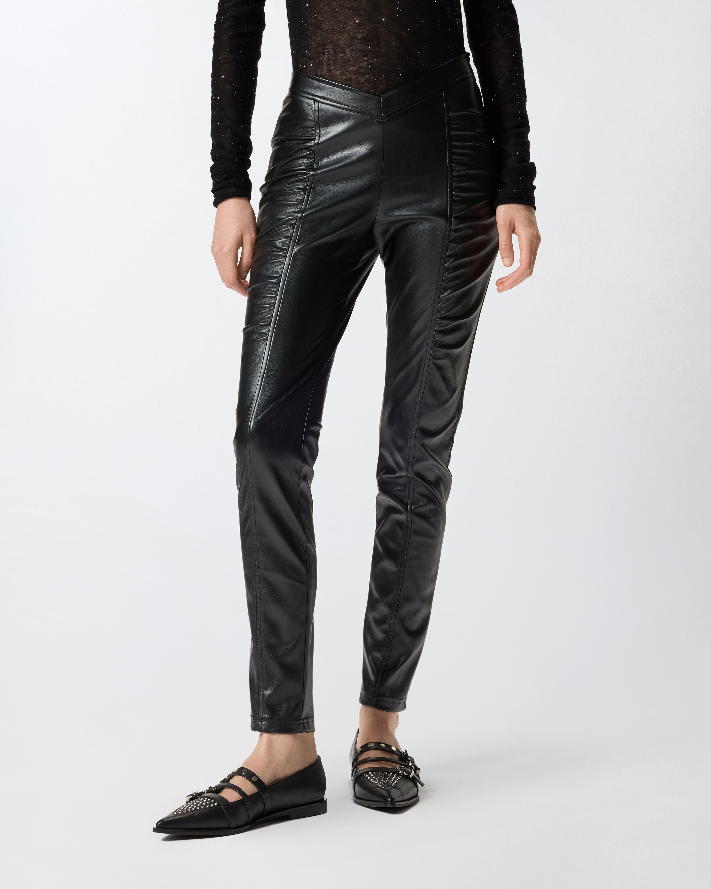 STRETCH LEATHER-EFFECT LEGGINGS - 3