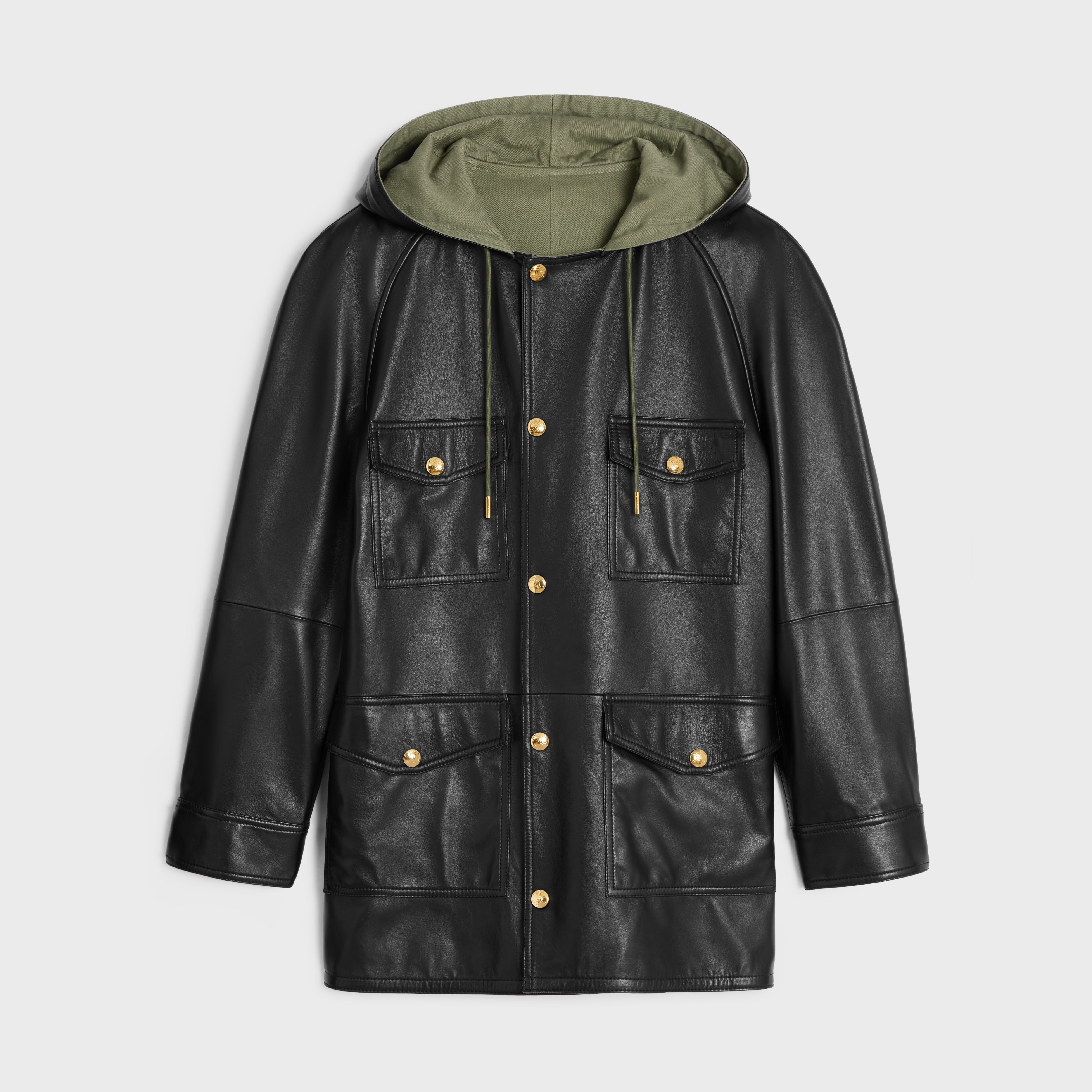 oversized parka in plongé lambskin - 1