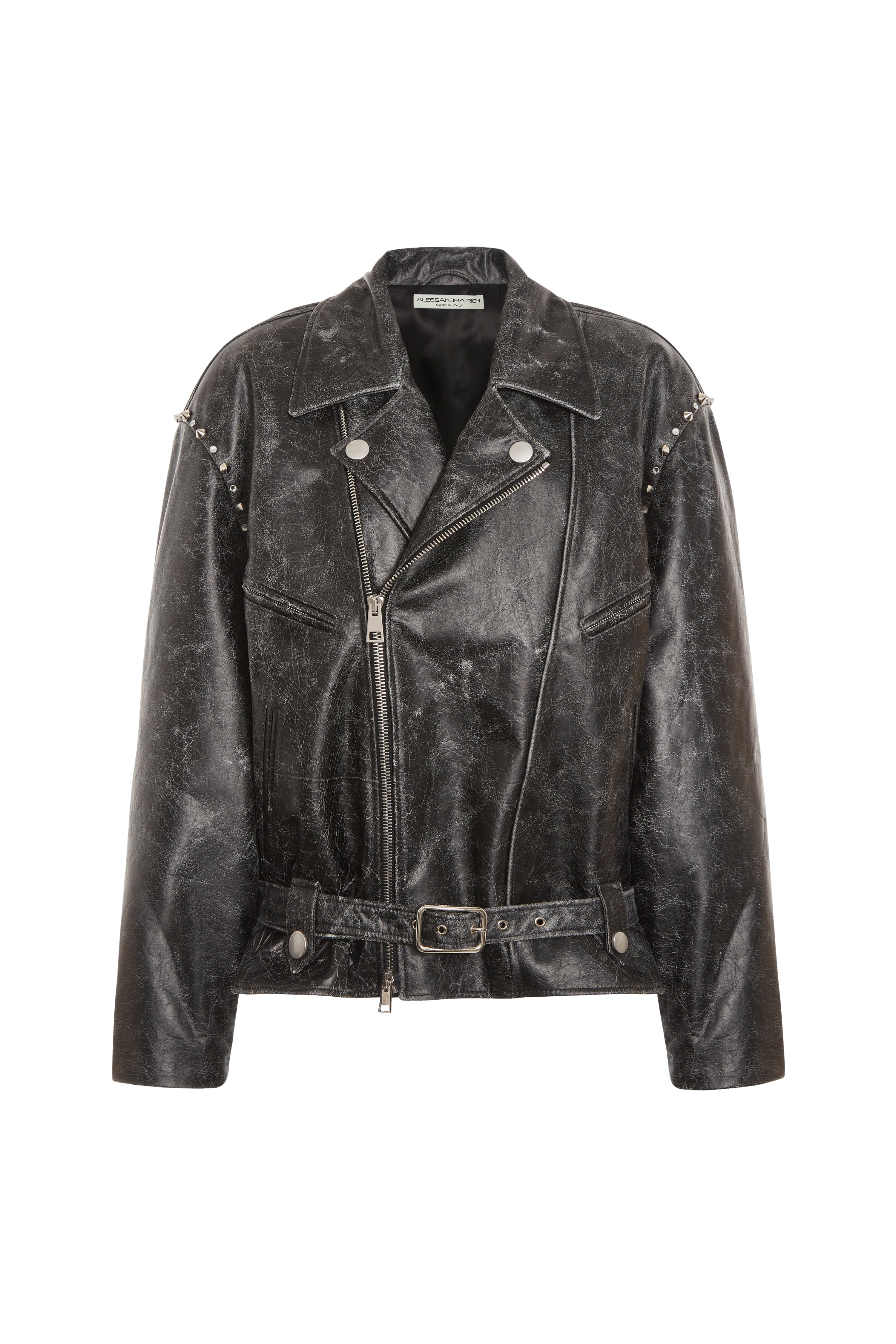 Alessandra Rich LEATHER BIKER JACKET REVERSIBLE