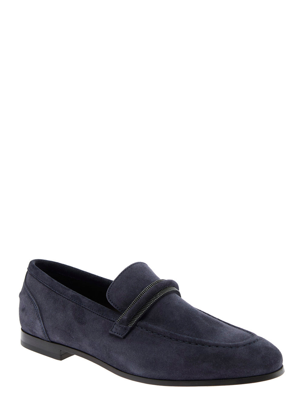 Brunello Cucinelli Women Blue Loafers With Monil Detail On The Front In Suede Woman - 2