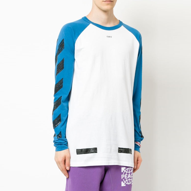 Men's Off-White Raglan Sleeve Colorblock Paint Arrow Long Sleeves Colorblock T-Shirt OMAB008F1718503 - 3