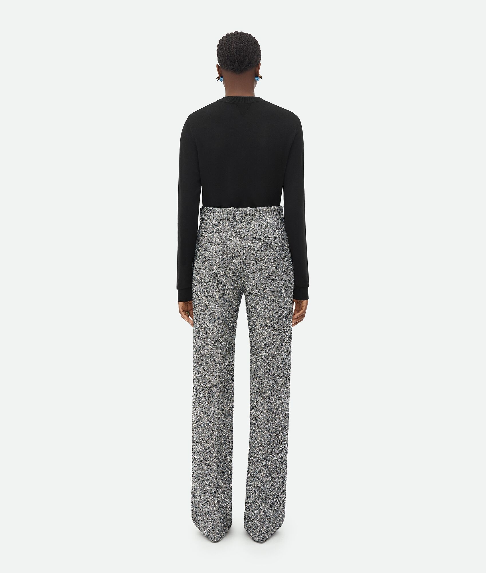 straight leg cotton bouclé pants - 3