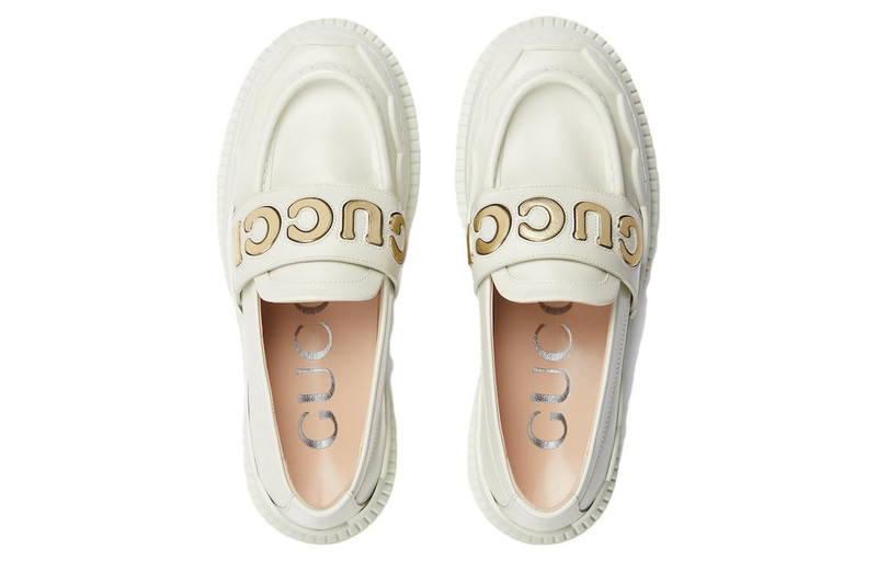 GUCCI (WMNS) Gucci Loafer 'White and metallic leather' 752854-AACEW-9071 outlook