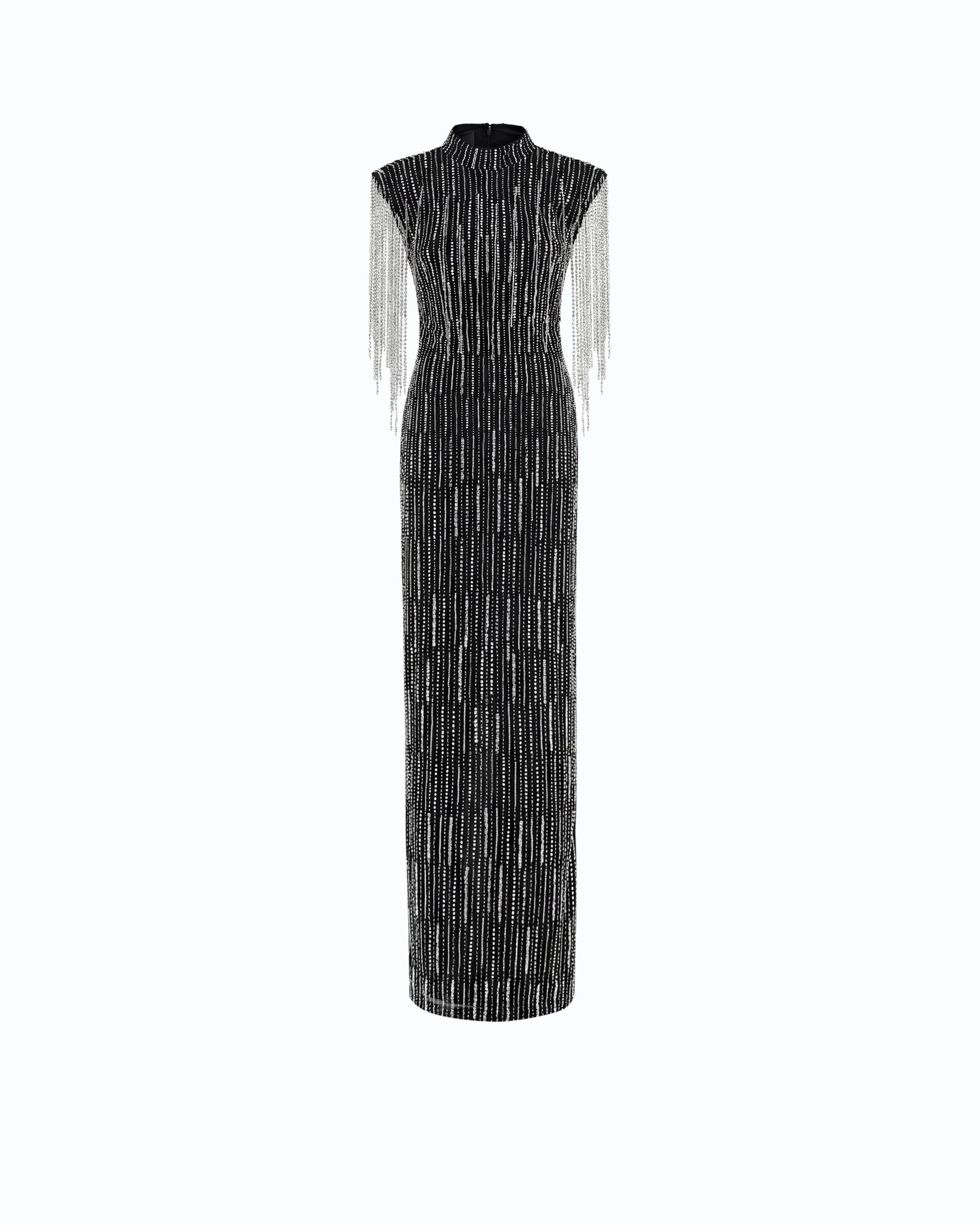 LONG DRESS WITH CRYSTALS AND SEQUINS - 1
