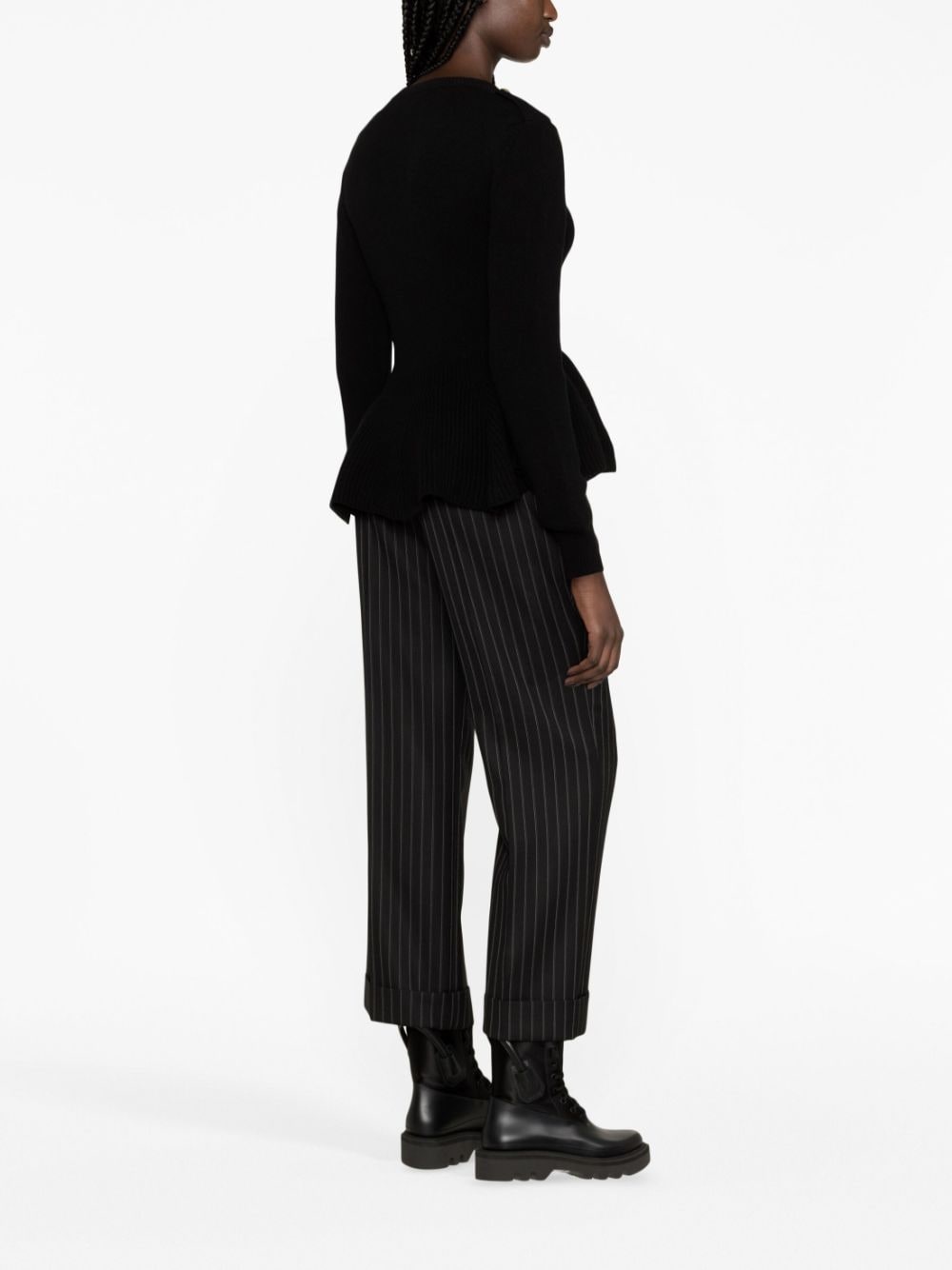 button-embellished peplum jumper - 4