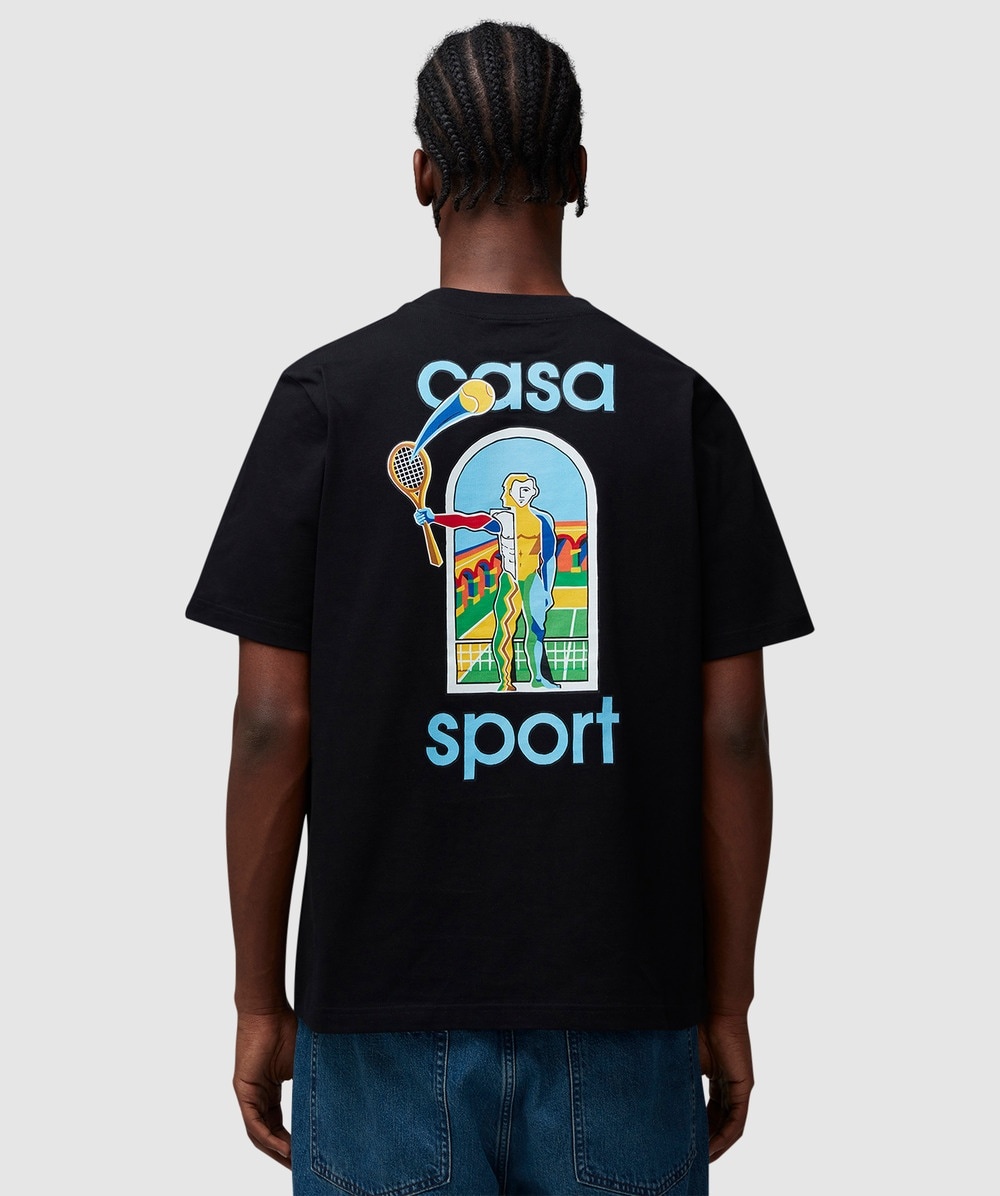 【関税込み】Casablanca ブラック Le Jeu Colore Tシャツ Casablanca Le Jeu organic-cotton T-shirt | Black | FARFETCH