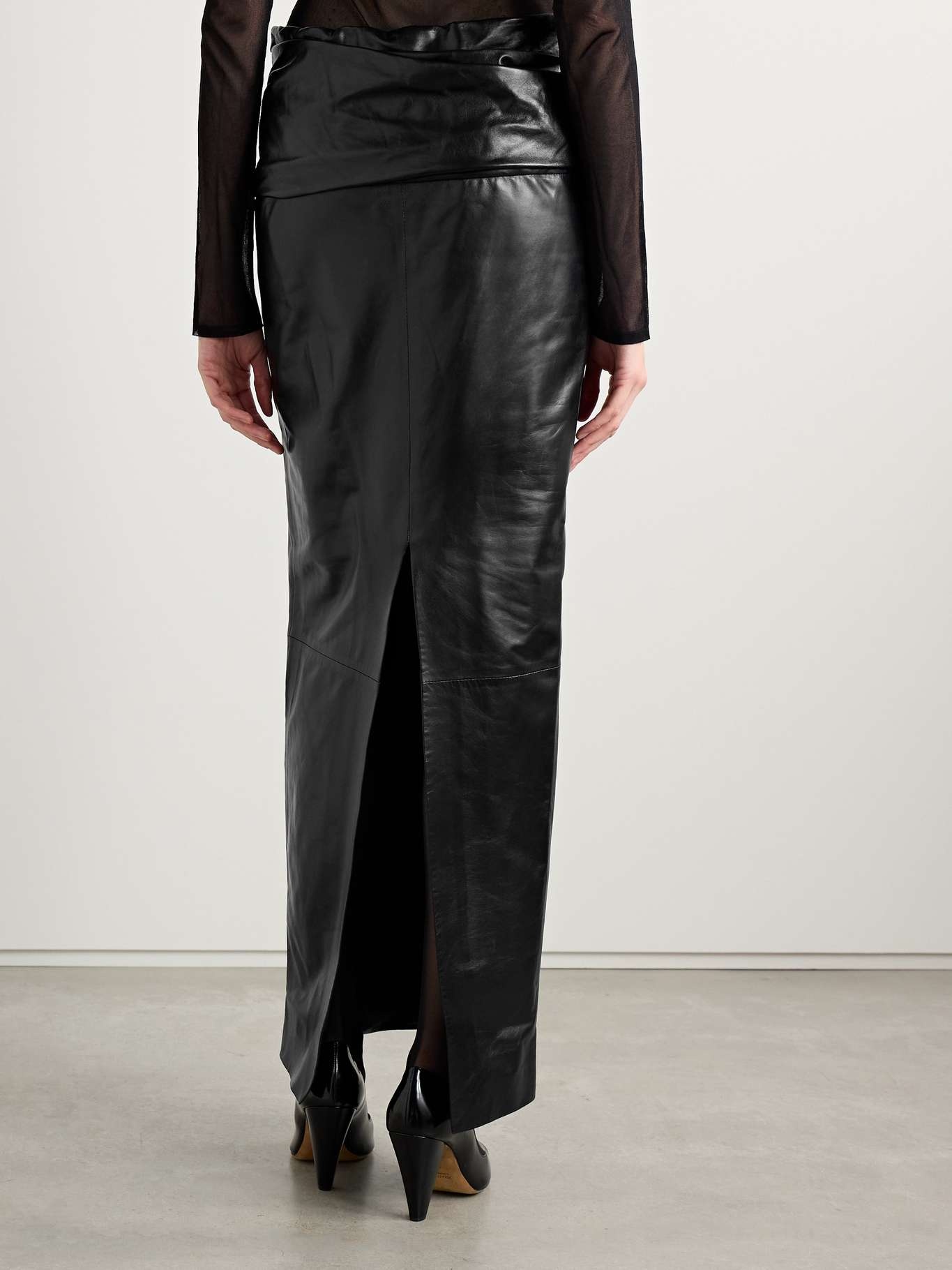 Winler gathered leather maxi skirt - 4