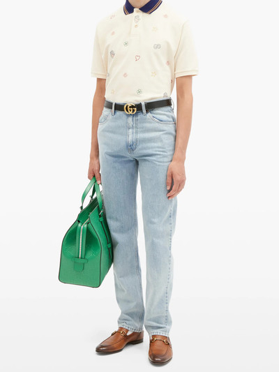 GUCCI Symbol-embroidered cotton-piqué polo shirt outlook