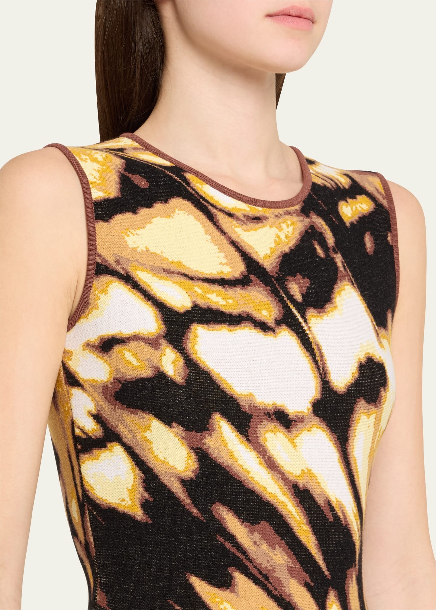 Sleeveless Butterfly Jacquard Knit Midi Dress - 5