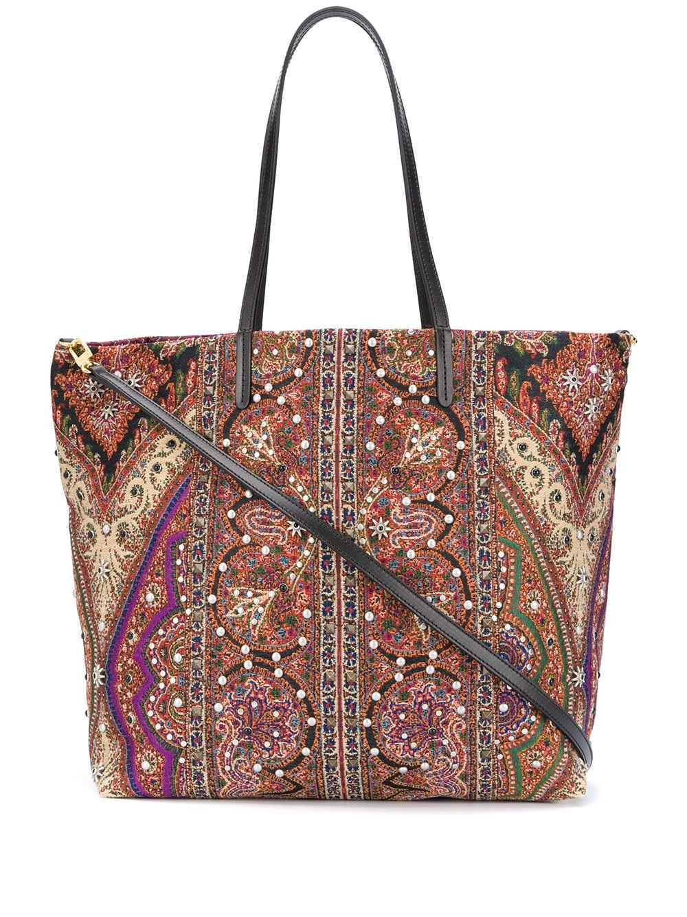 paisley-print embellished tote  - 1