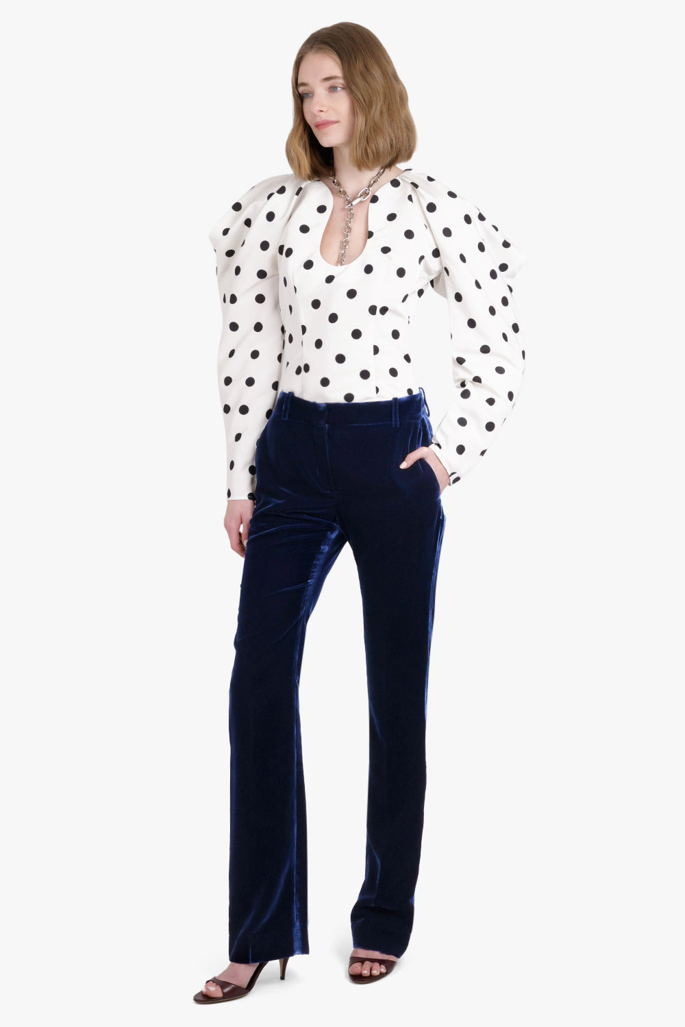 FLUID VELVET STRAIGHT PANT | BLUE - 2