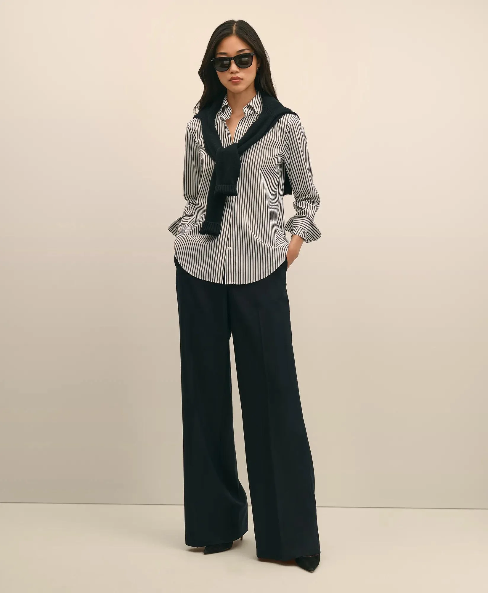 Wool Flannel High Waisted Wide-Leg Pant - 1