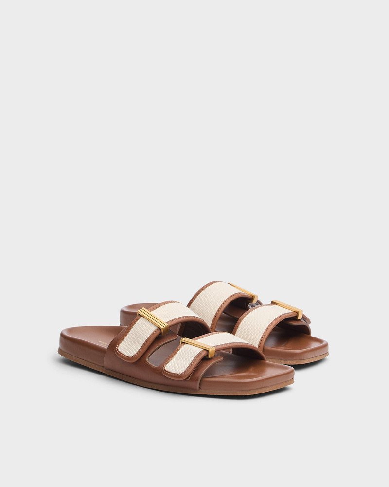 rag & bone Rue Canvas-Trimmed Leather Slide outlook