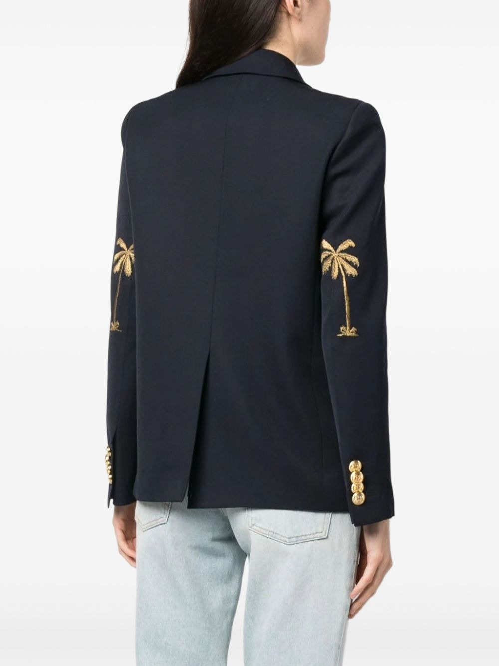 palm-embroidered blazer - 4