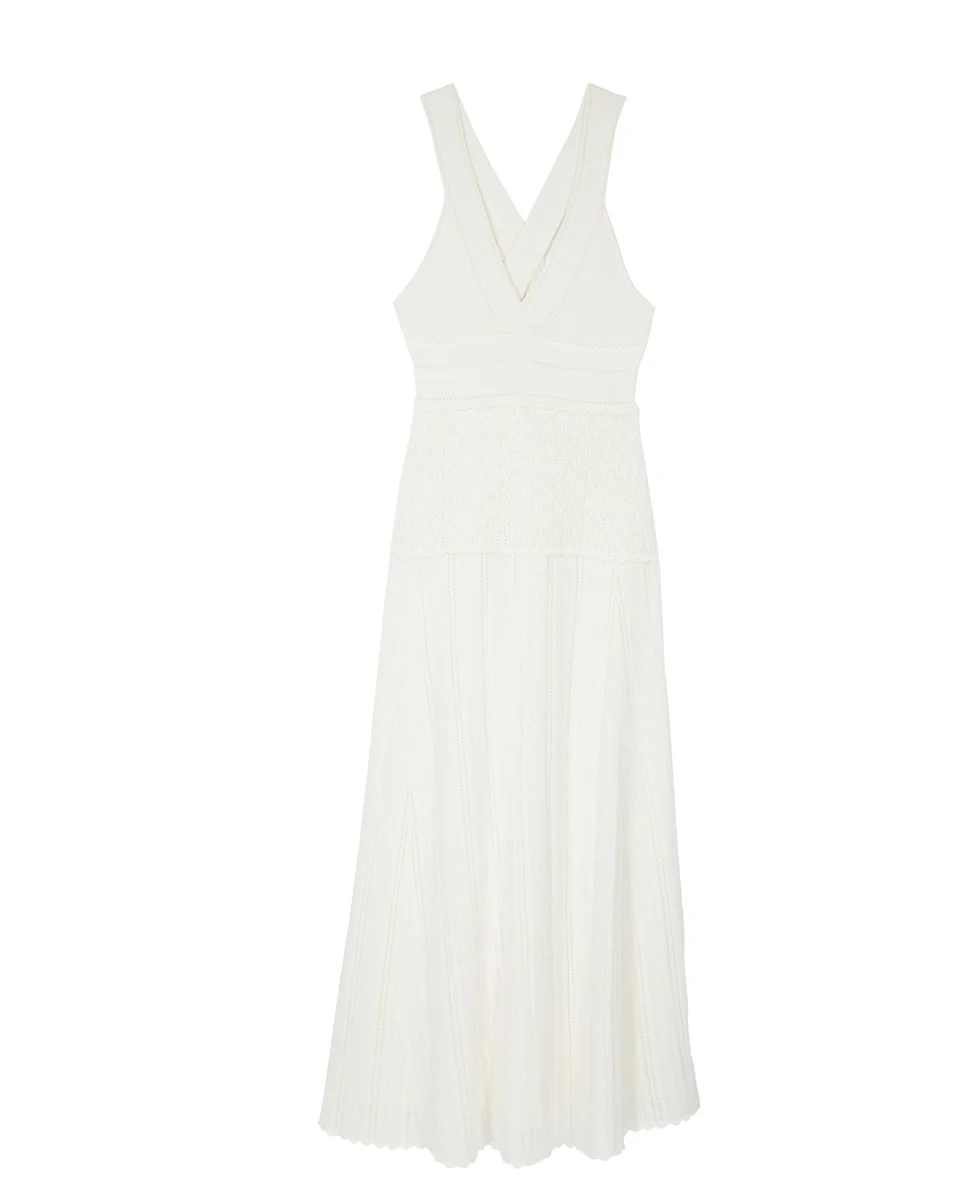 CROSS-OVER BACK DRESS IN ECRU HEMSTITCH - 1