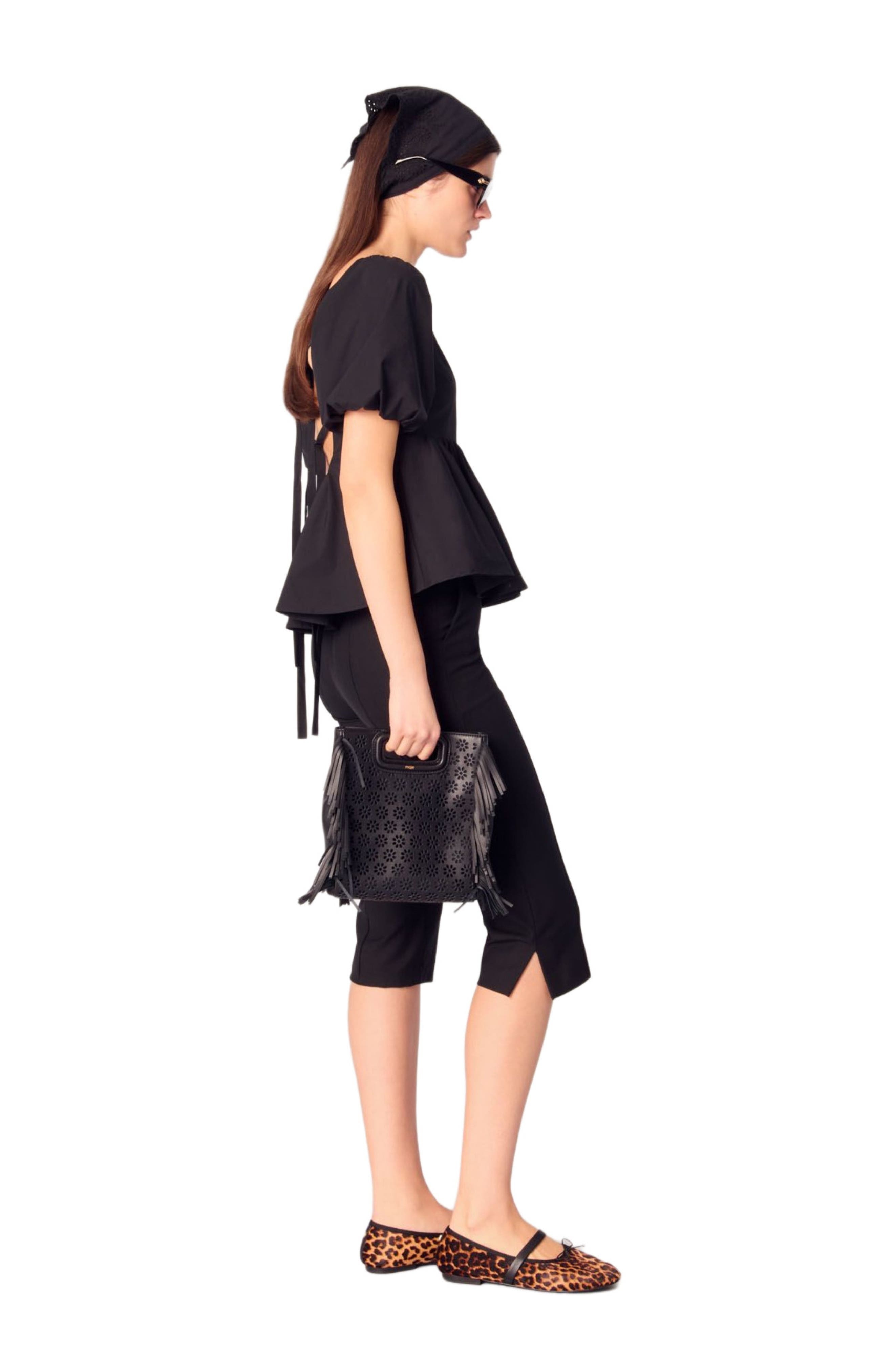 maje Poplin top with balloon sleeves in Black at Nordstrom - 3