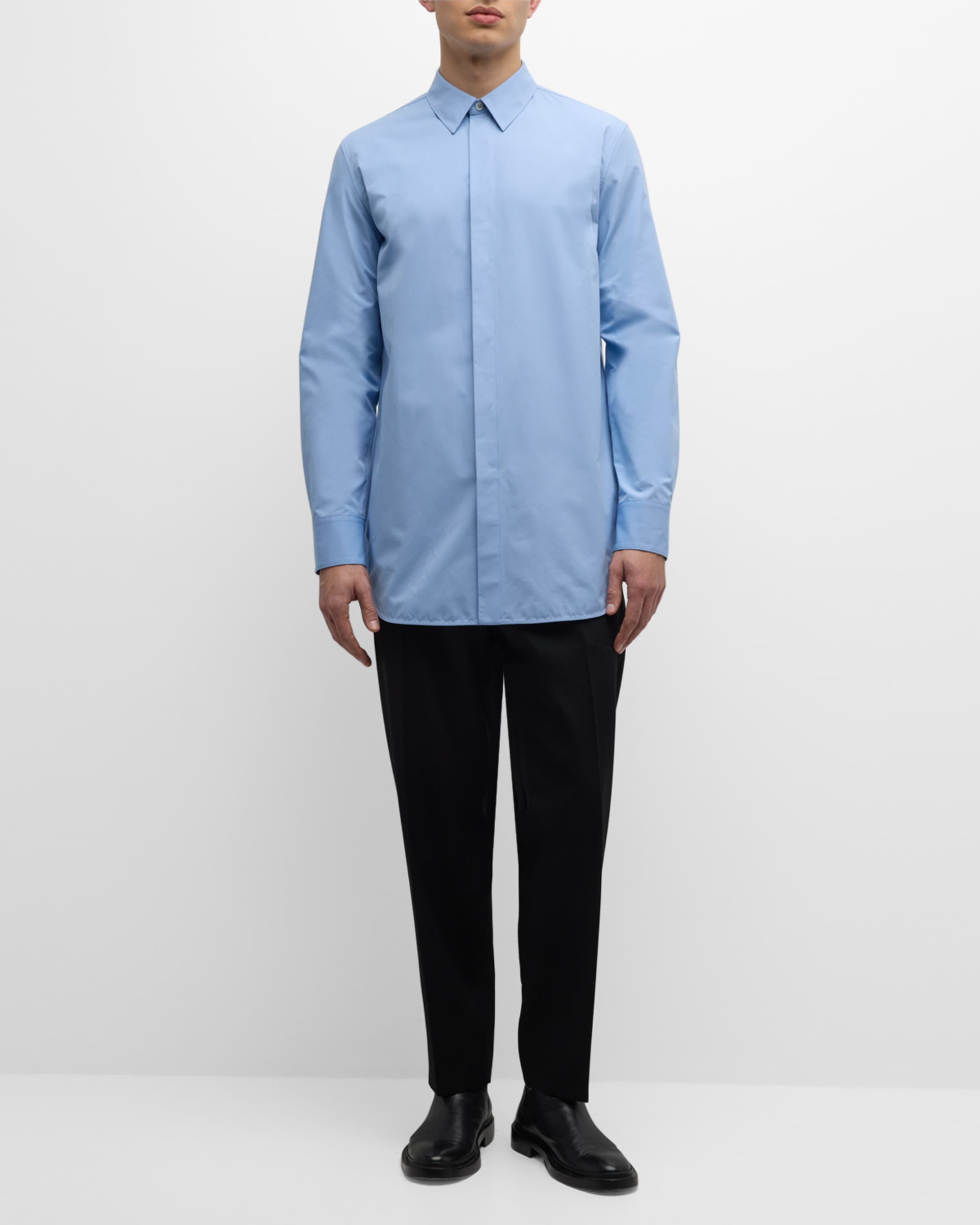 Men's Long Button-Down Solid Shirt - 5