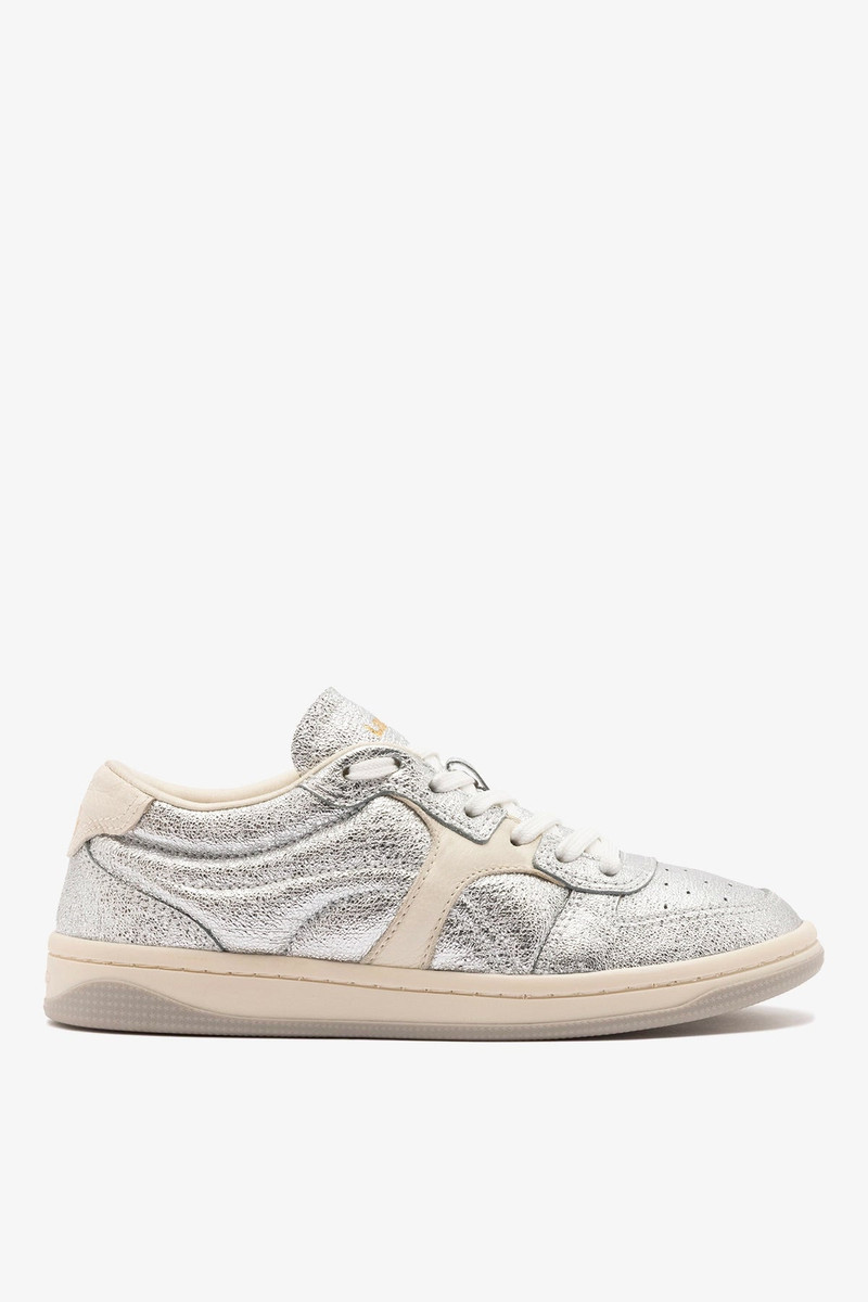 George Sneaker In Silver Sparkle Leather and Ivory Leather 1