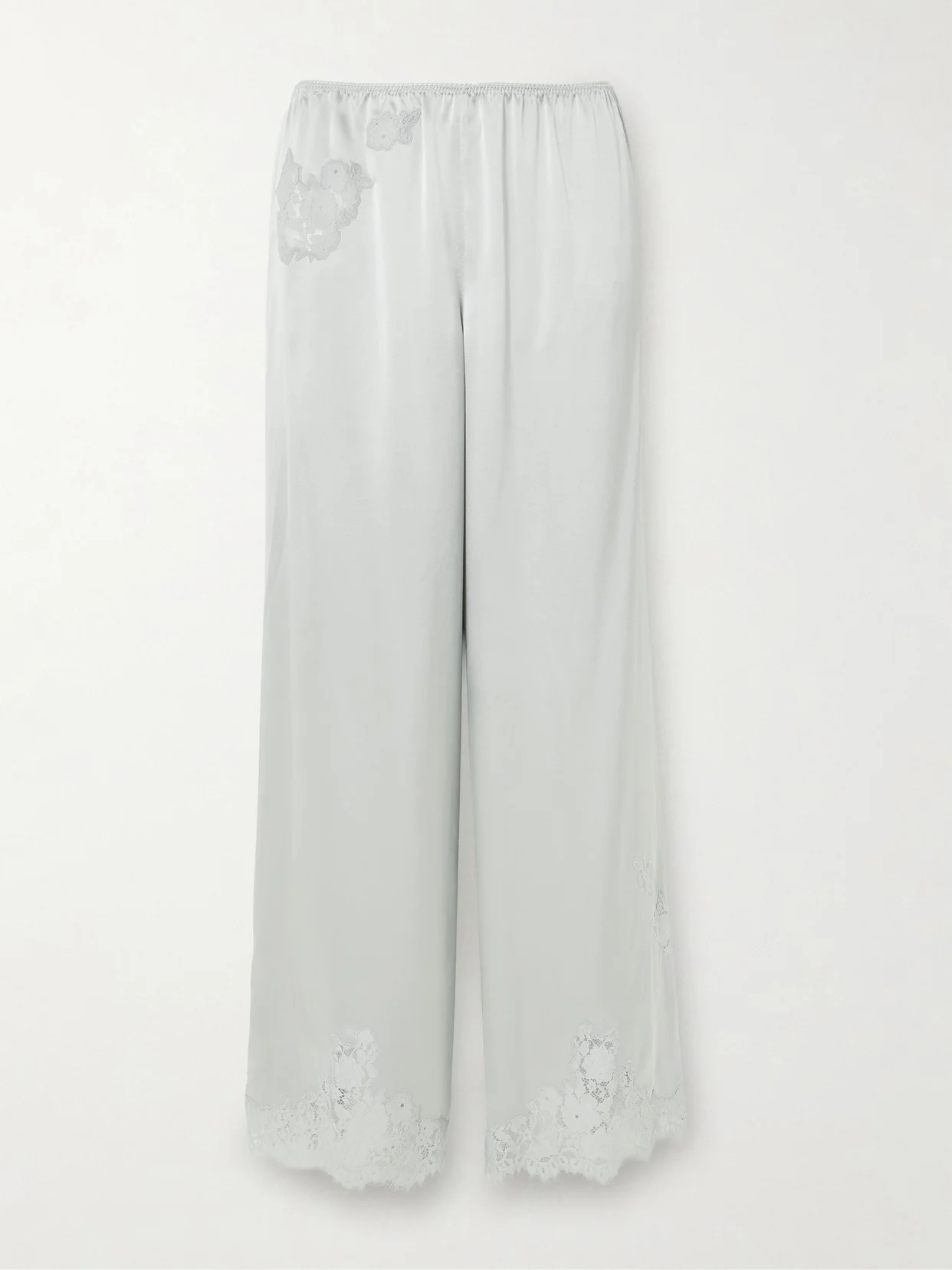 Lavon Lace-trimmed Silk-satin Wide-leg Pants - 1