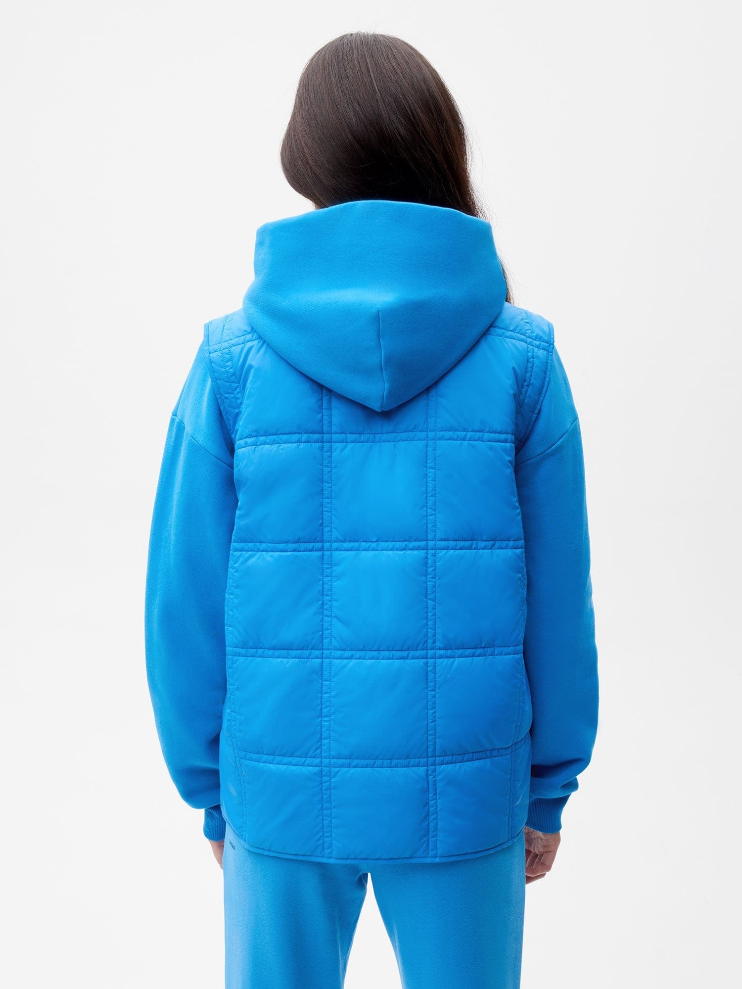 Womens Flower-Warmth Quilted Gilet - Cerulean Blue - 3
