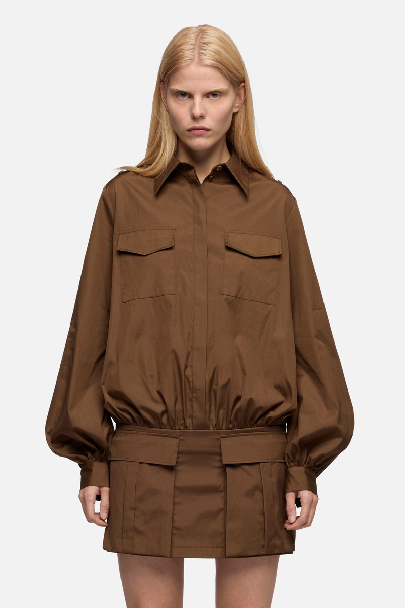 UTILITY MINI DRESS in Poplin Toffee 3