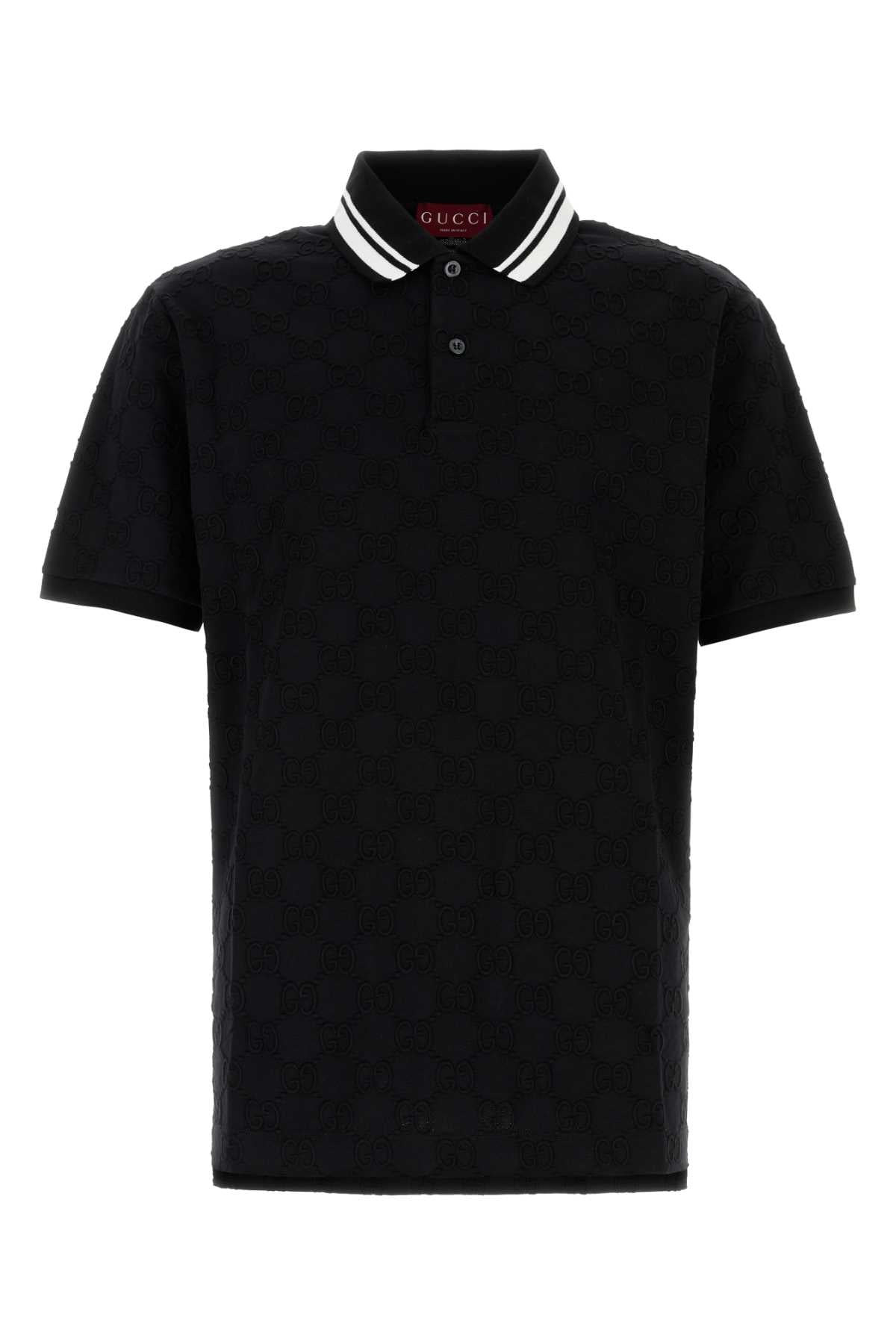 Gucci Men Black Stretch Piquet Polo Shirt - 1