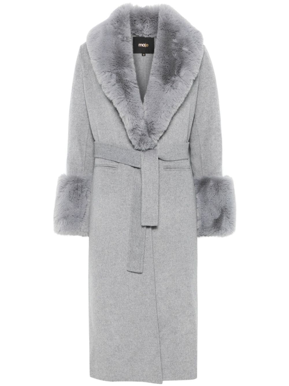 faux-fur-trim coat - 1