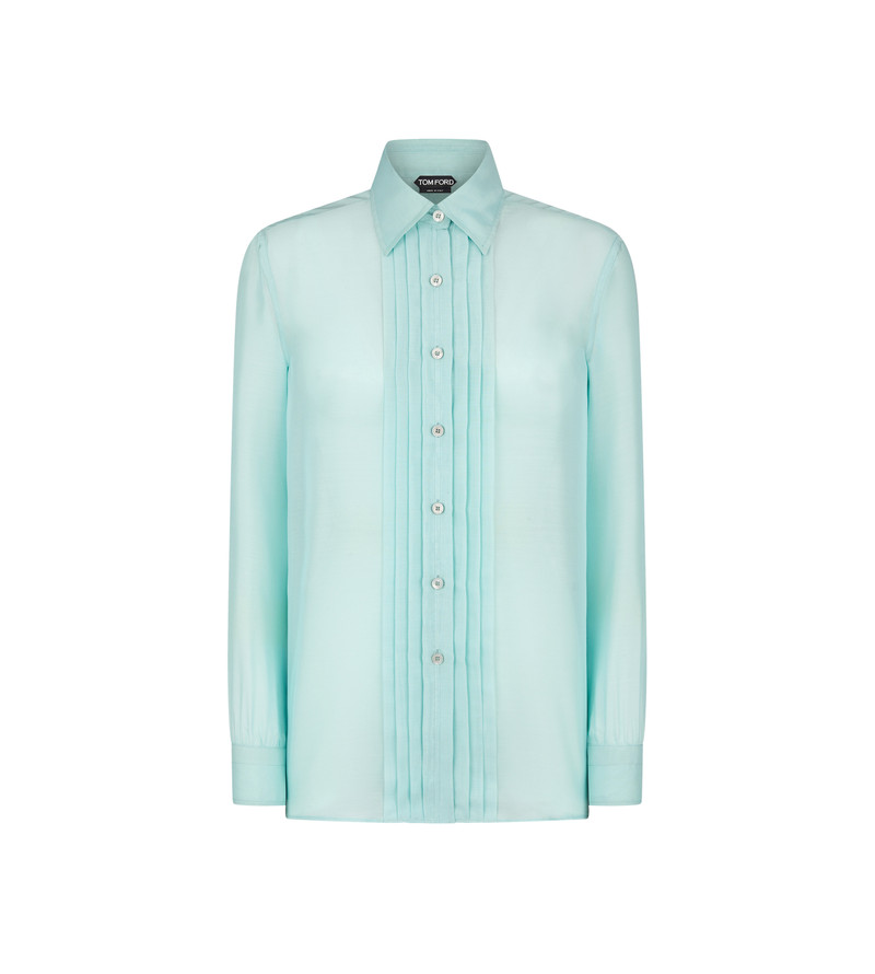 SILK BATISTE SHIRT WITH PLISSE PLASTRON 1