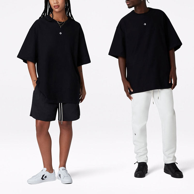 Converse Solid Color Loose Round Neck Short Sleeve Couple Style Black 10020975-A02 - 3