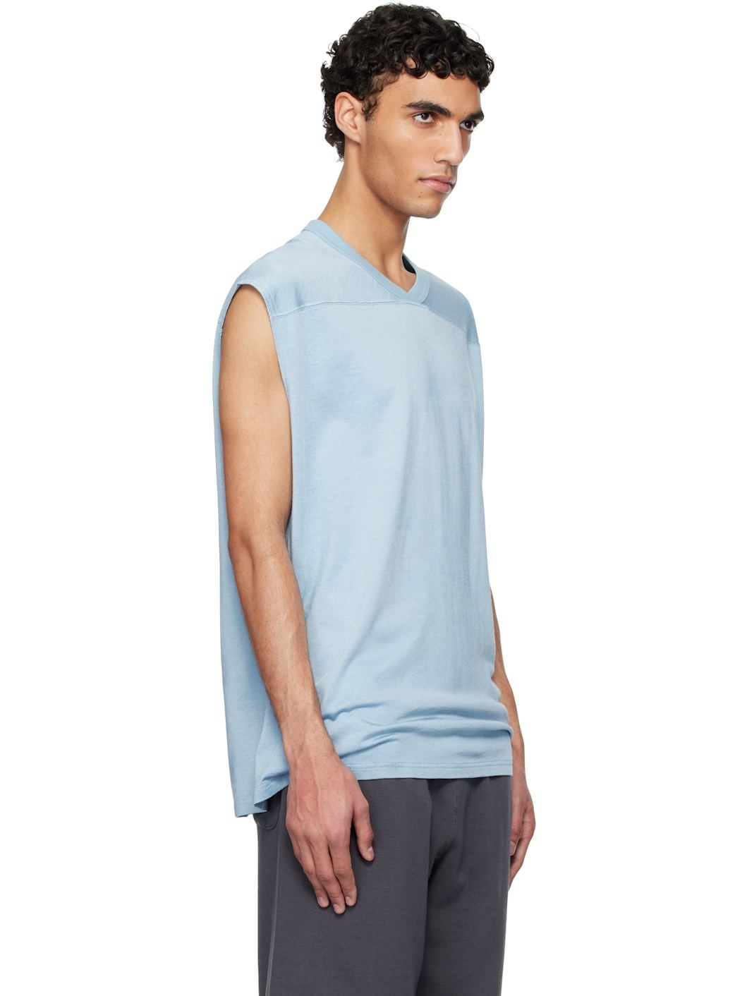 Blue Rayon Cotton N/S Tank Top - 2