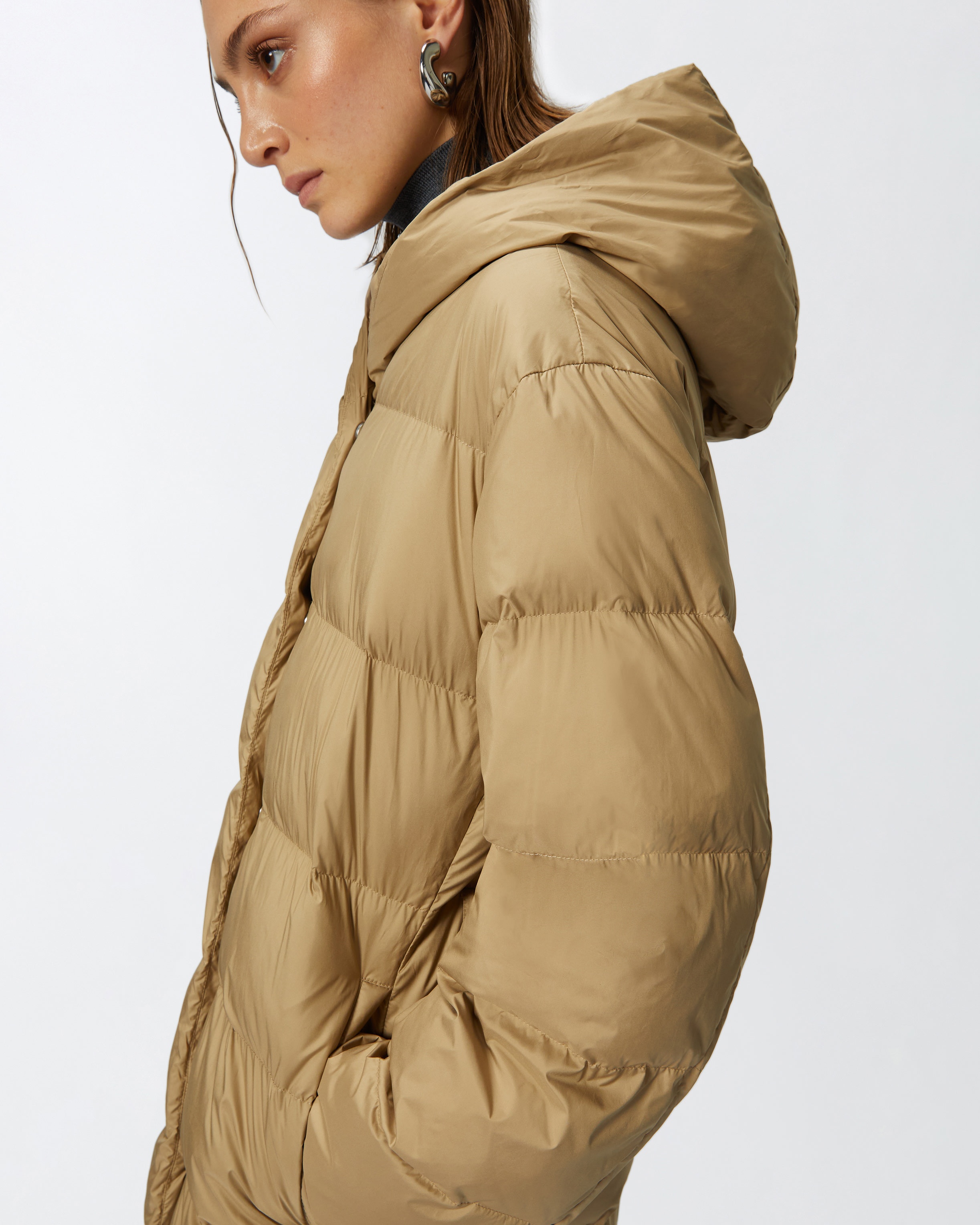 PADDED TECHNICAL CANVAS PEA COAT WITH BELT - 5