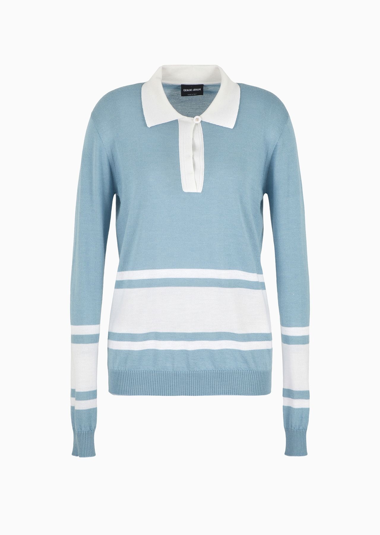 Long-sleeved cashmere and silk polo shirt - 1