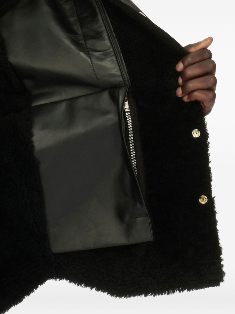 leather shearling gilet - 4