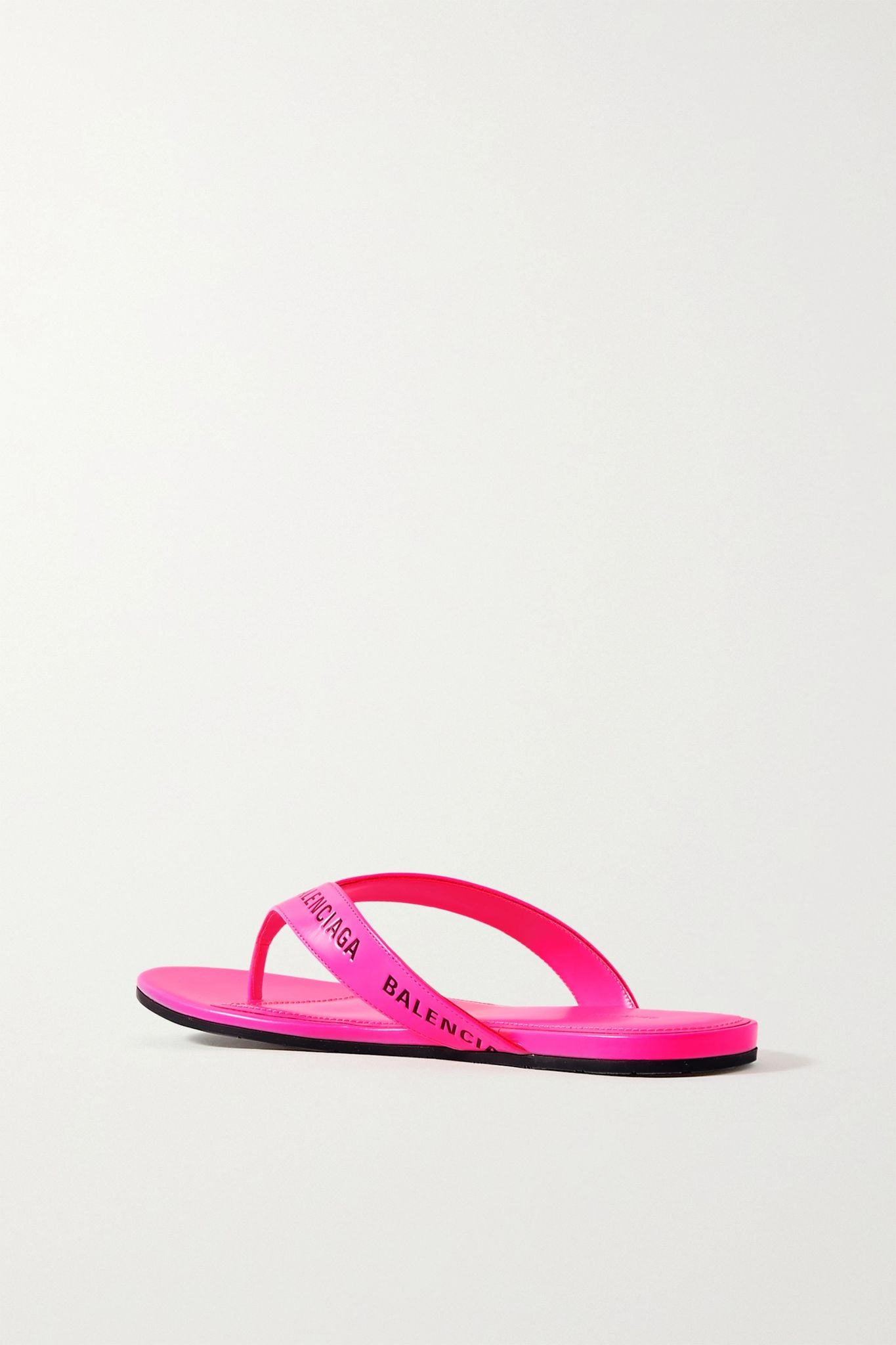 Logo-print neon-leather flip flops - 4